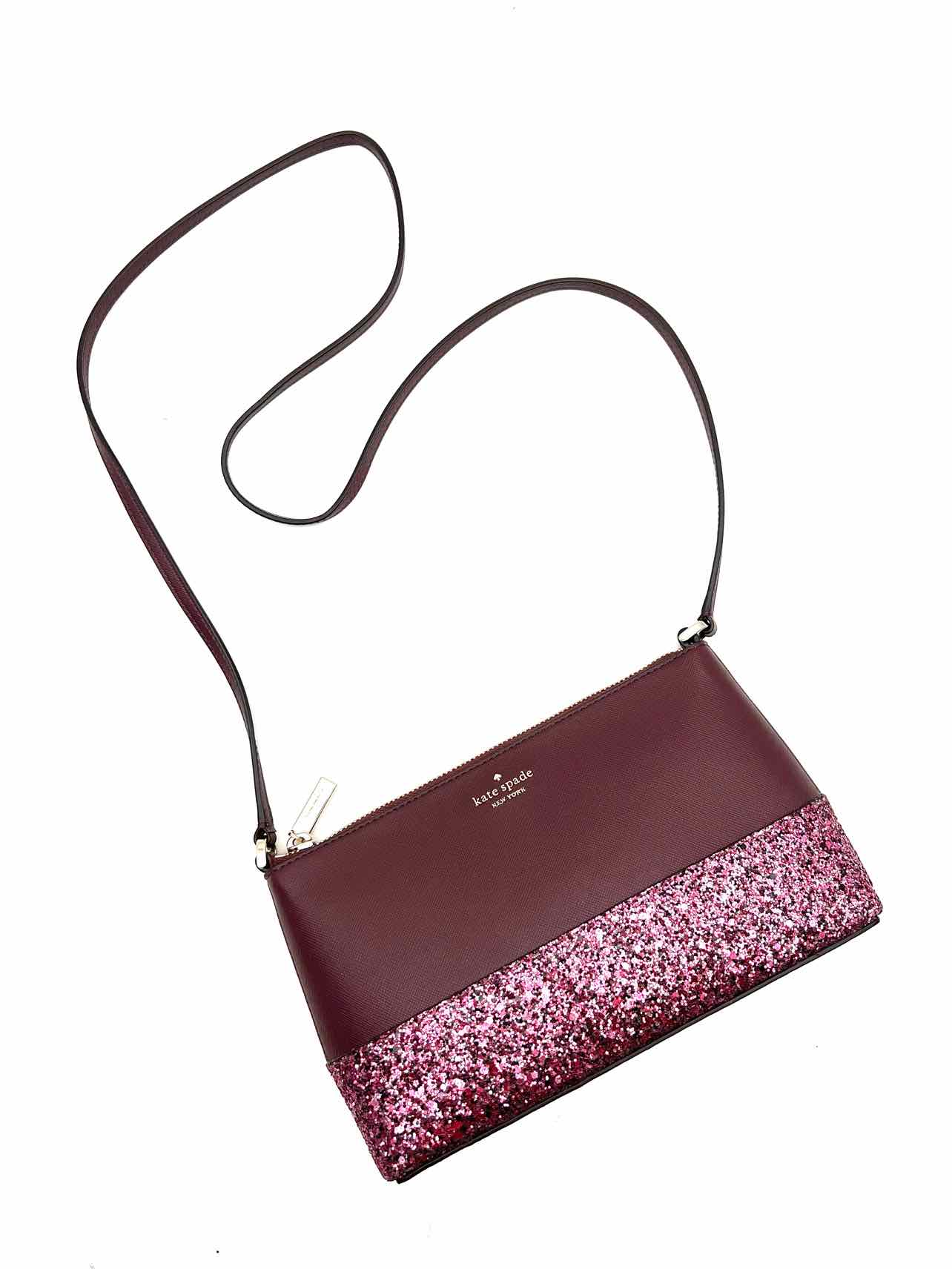 Kate Spade Plum/Pink Glitter Saffiano Designer Crossbody - Image 2