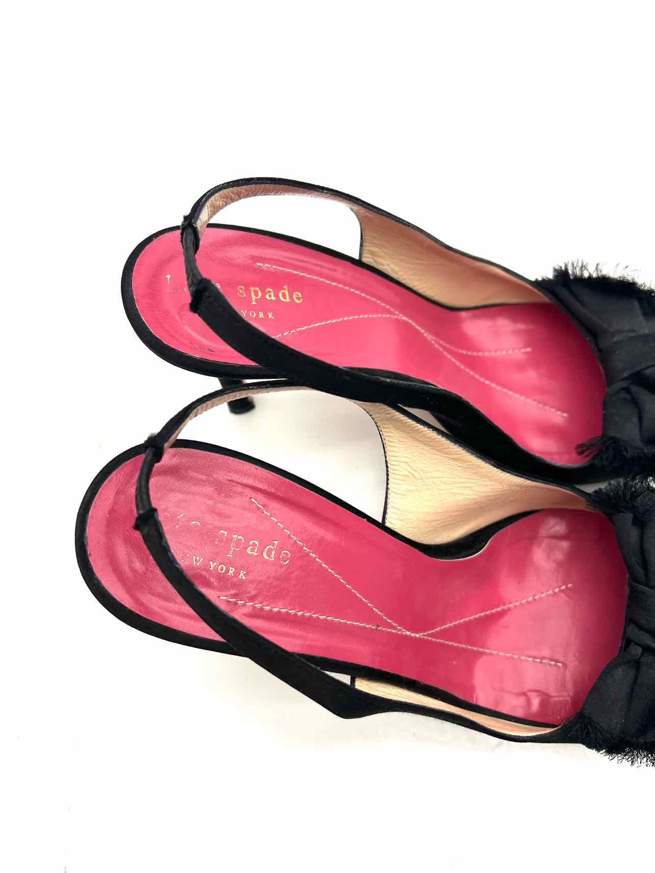 Kate Spade Size 8 Black Bow(s) Satin AS IS Shoes Slingbacks - Image 4