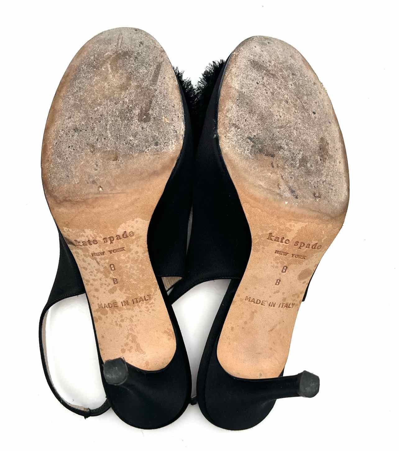 Kate Spade Size 8 Black Bow(s) Satin AS IS Shoes Slingbacks - Image 7