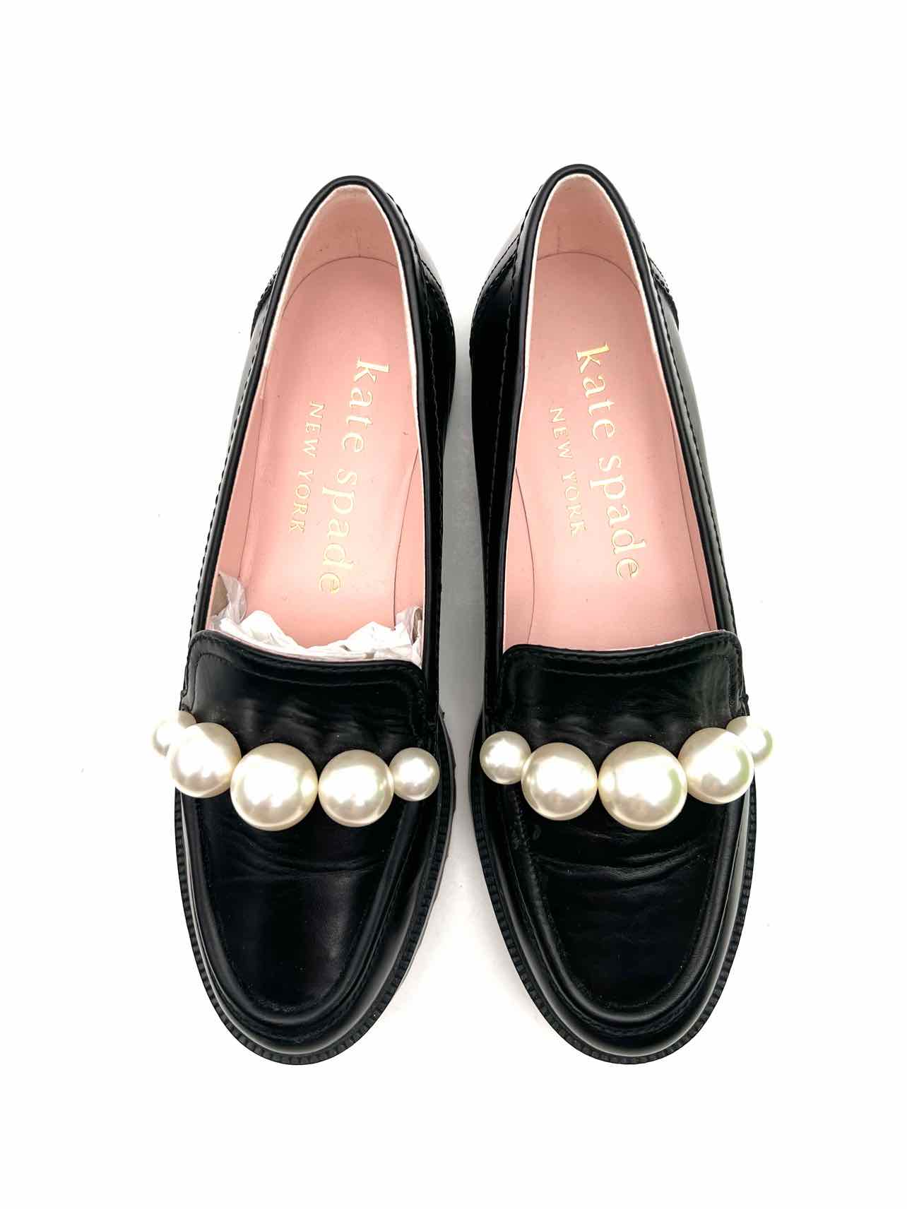 Kate Spade Size 9 Black/White Faux Pearls Leather W/ BOX!!! Designer Loafers - Image 2