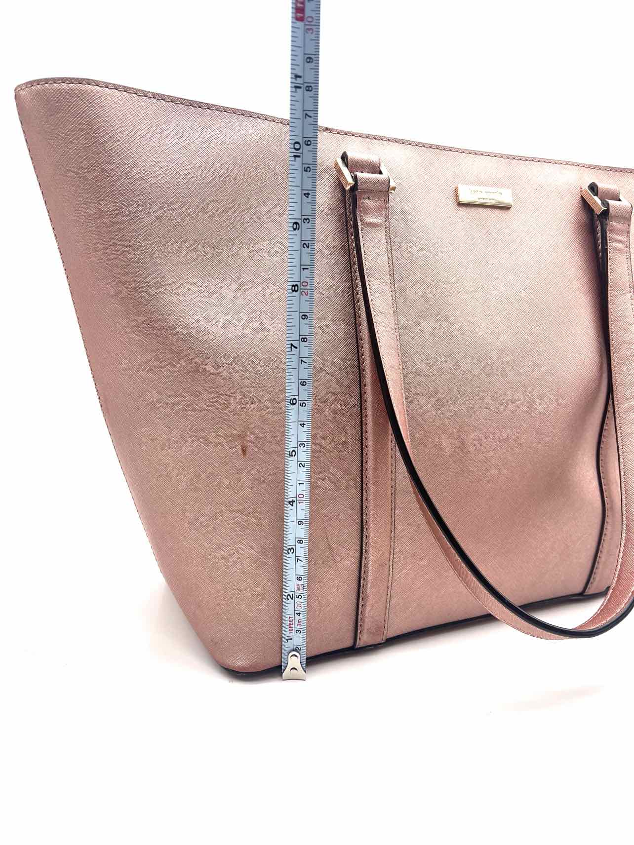 Kate Spade Size Rose Gold Saffiano Leather AS IS Designer Tote - Image 7