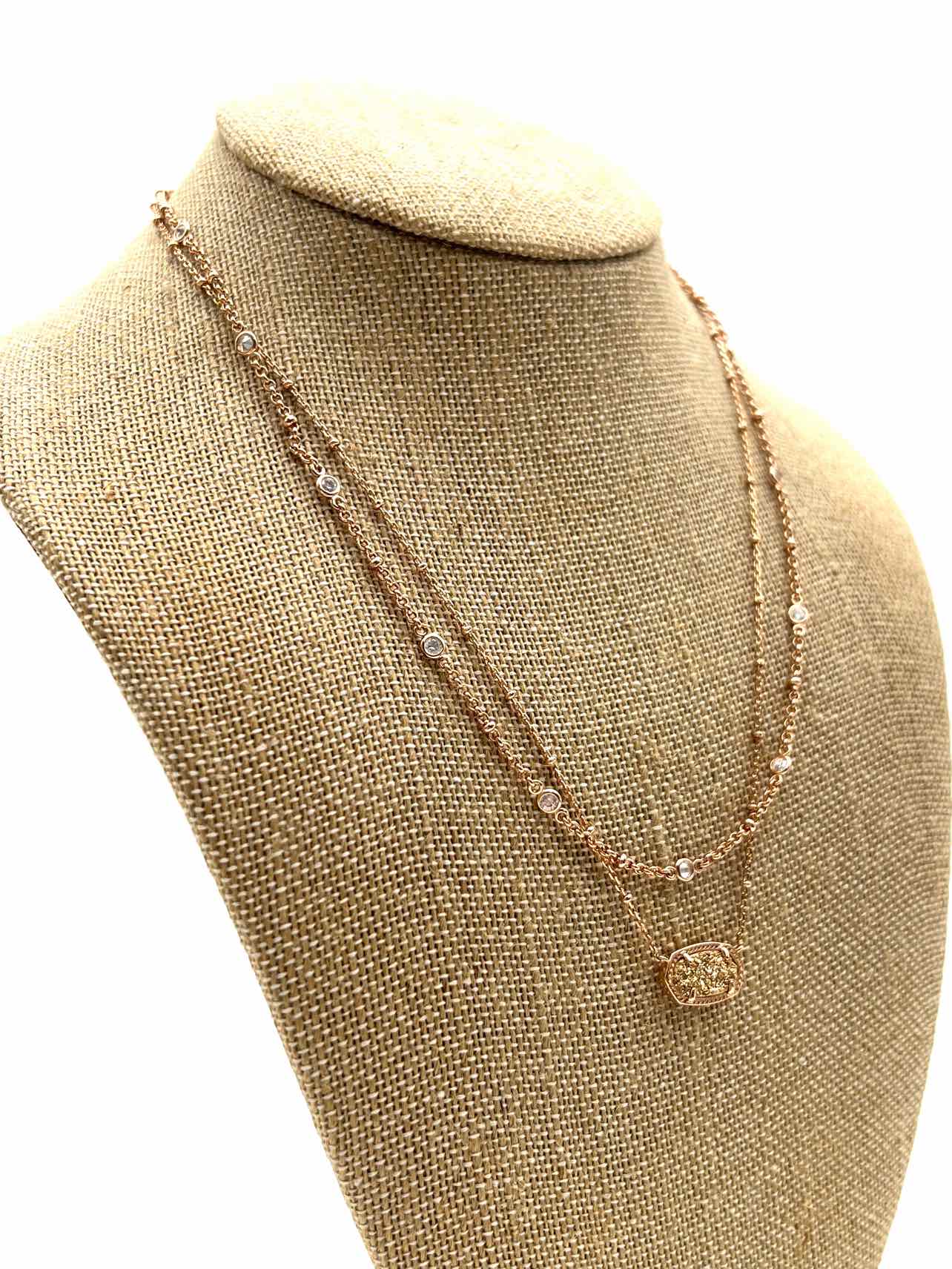 Kendra Scott Gold/Clear Double Strand Druzy Jewelry Necklace - Image 3
