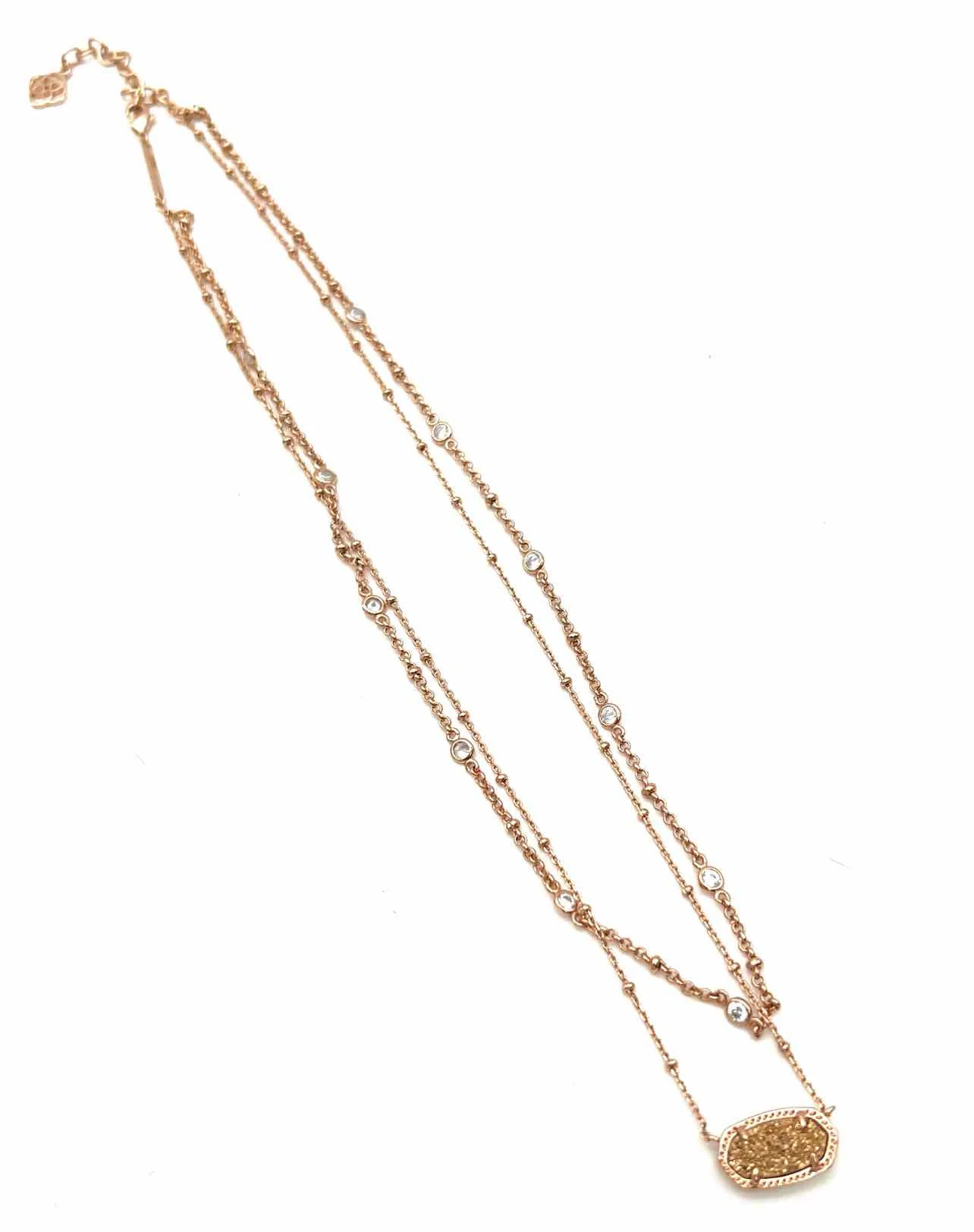 Kendra Scott Gold/Clear Double Strand Druzy Jewelry Necklace - Image 5