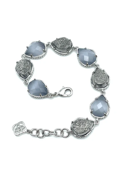 Kendra Scott Silver/Gray Teardrop Druzy Jewelry Bracelet