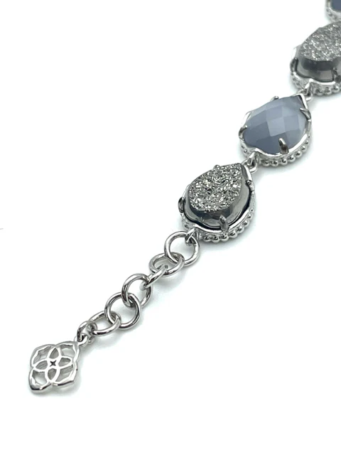 Kendra Scott Silver/Gray Teardrop Druzy Jewelry Bracelet - Image 2