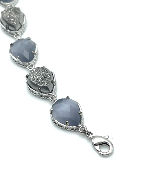 Kendra Scott Silver/Gray Teardrop Druzy Jewelry Bracelet - Image 3