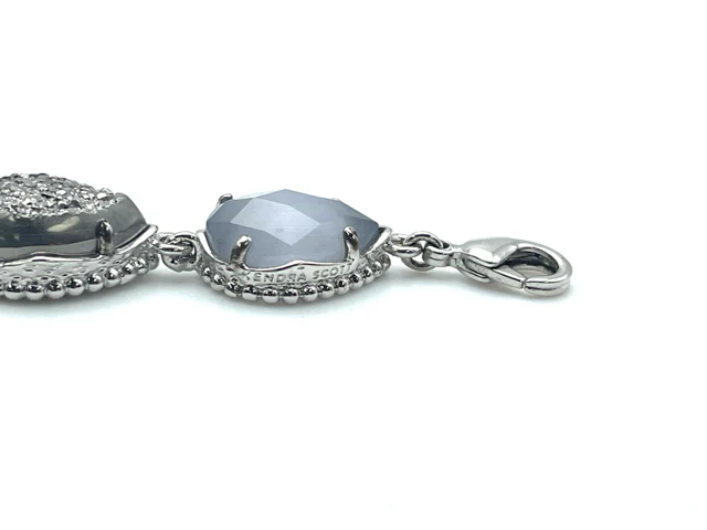 Kendra Scott Silver/Gray Teardrop Druzy Jewelry Bracelet - Image 5