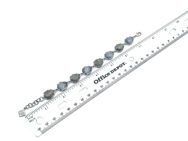 Kendra Scott Silver/Gray Teardrop Druzy Jewelry Bracelet - Image 6