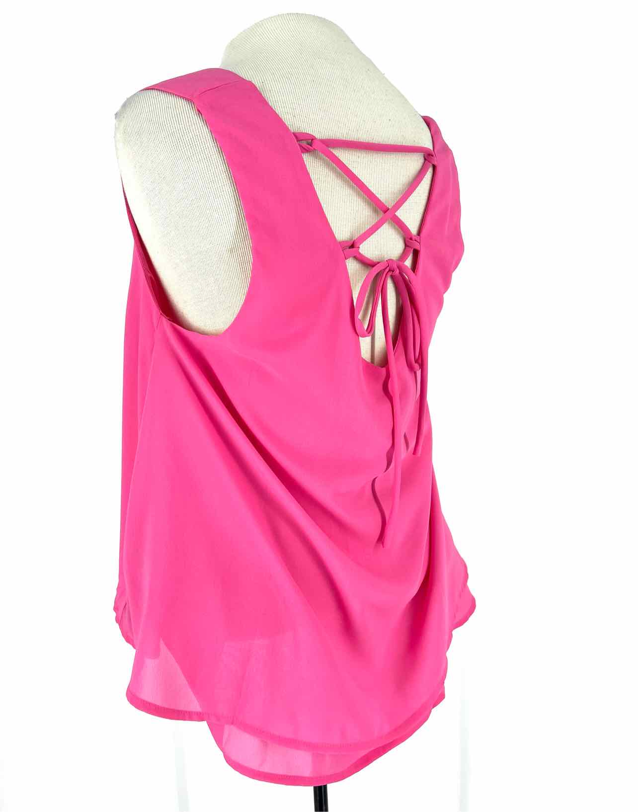 L Love Size M Pink Solid Lace-Up NEW Tops Top-Sleeveless - Image 2