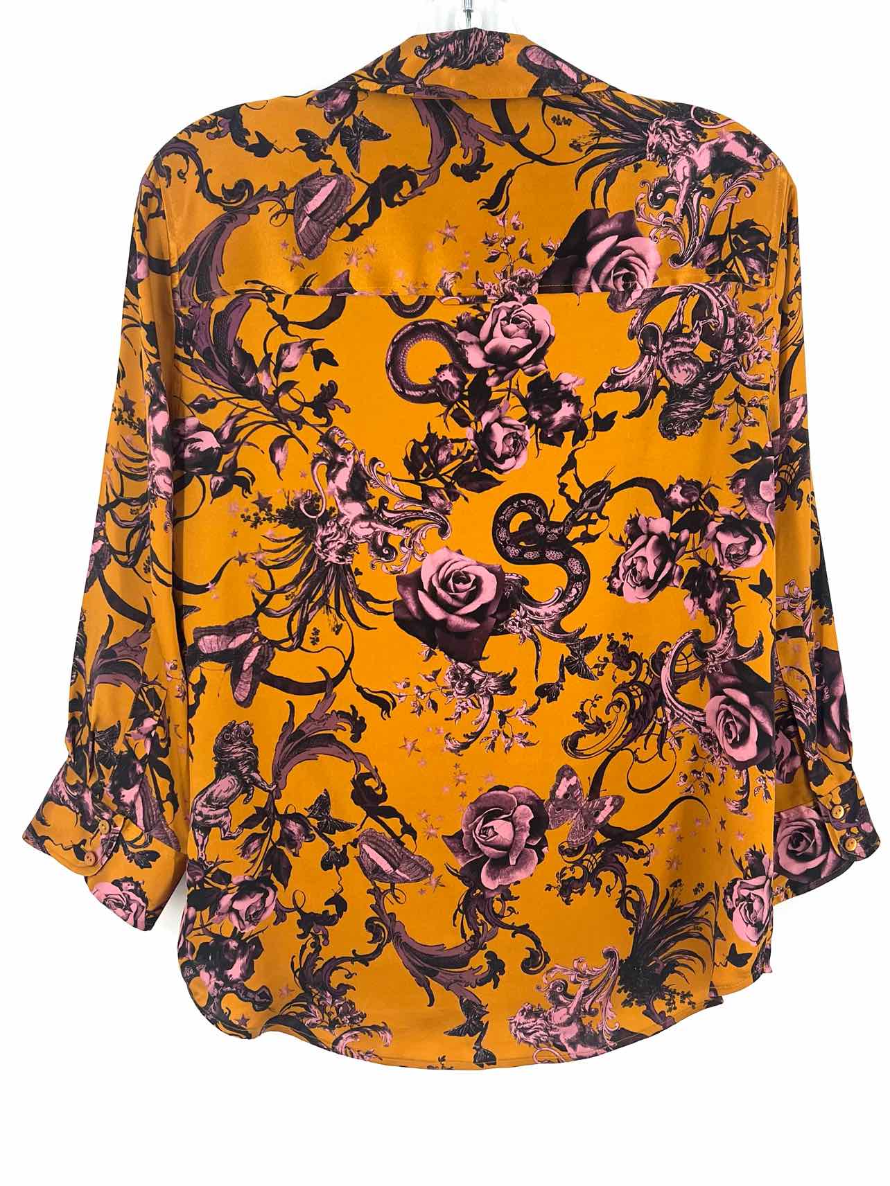 L'Agence Size M Or/Pk/Bk Floral Silk Designer Blouse - Image 2