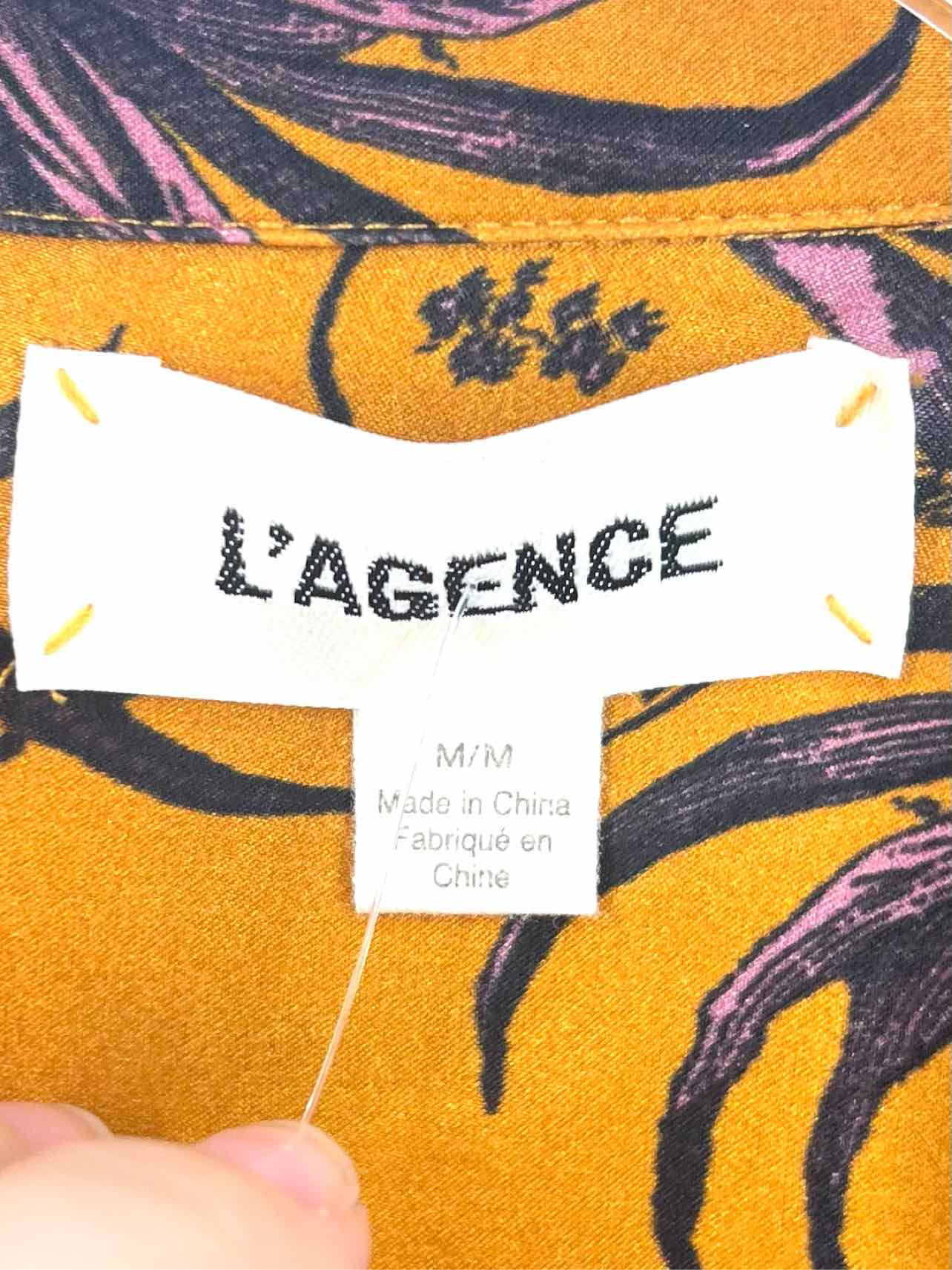 L'Agence Size M Or/Pk/Bk Floral Silk Designer Blouse - Image 3