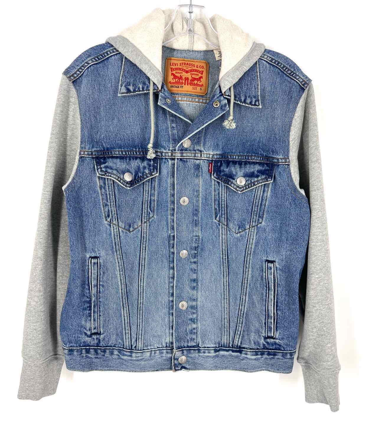 Levi Strauss & Co. Size S Denim/Gray Hooded Men's Jacket- Men's