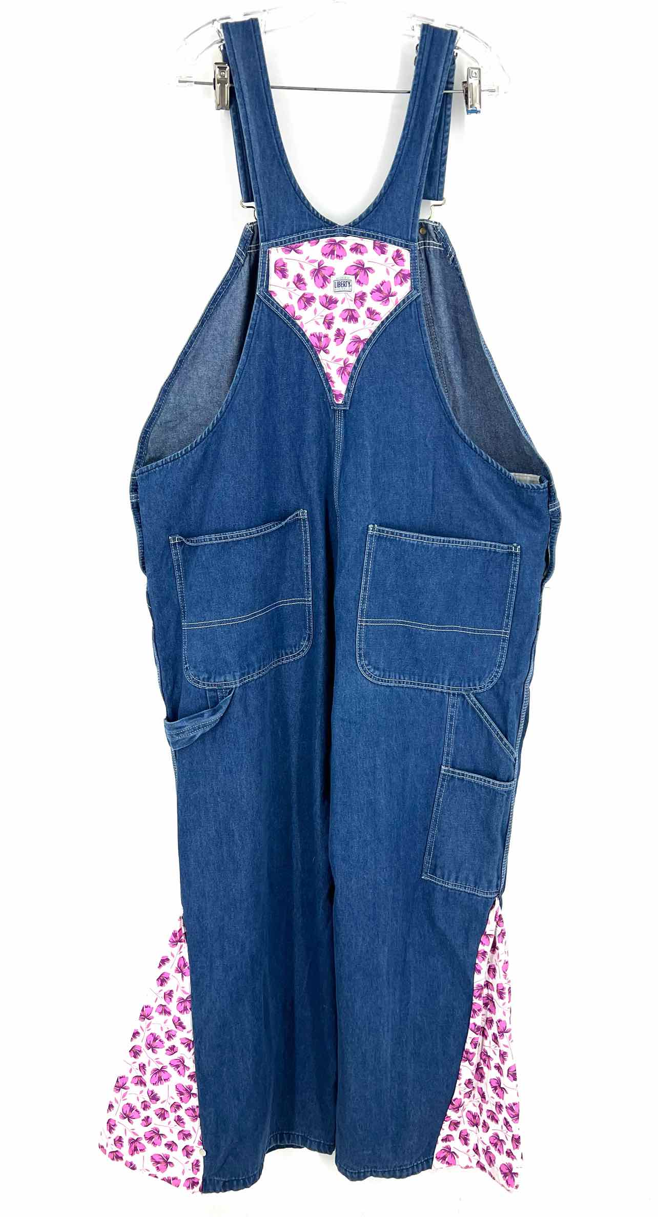 Liberty Size 2X ? Denim/White Floral Godets PLUS Overalls - Image 2