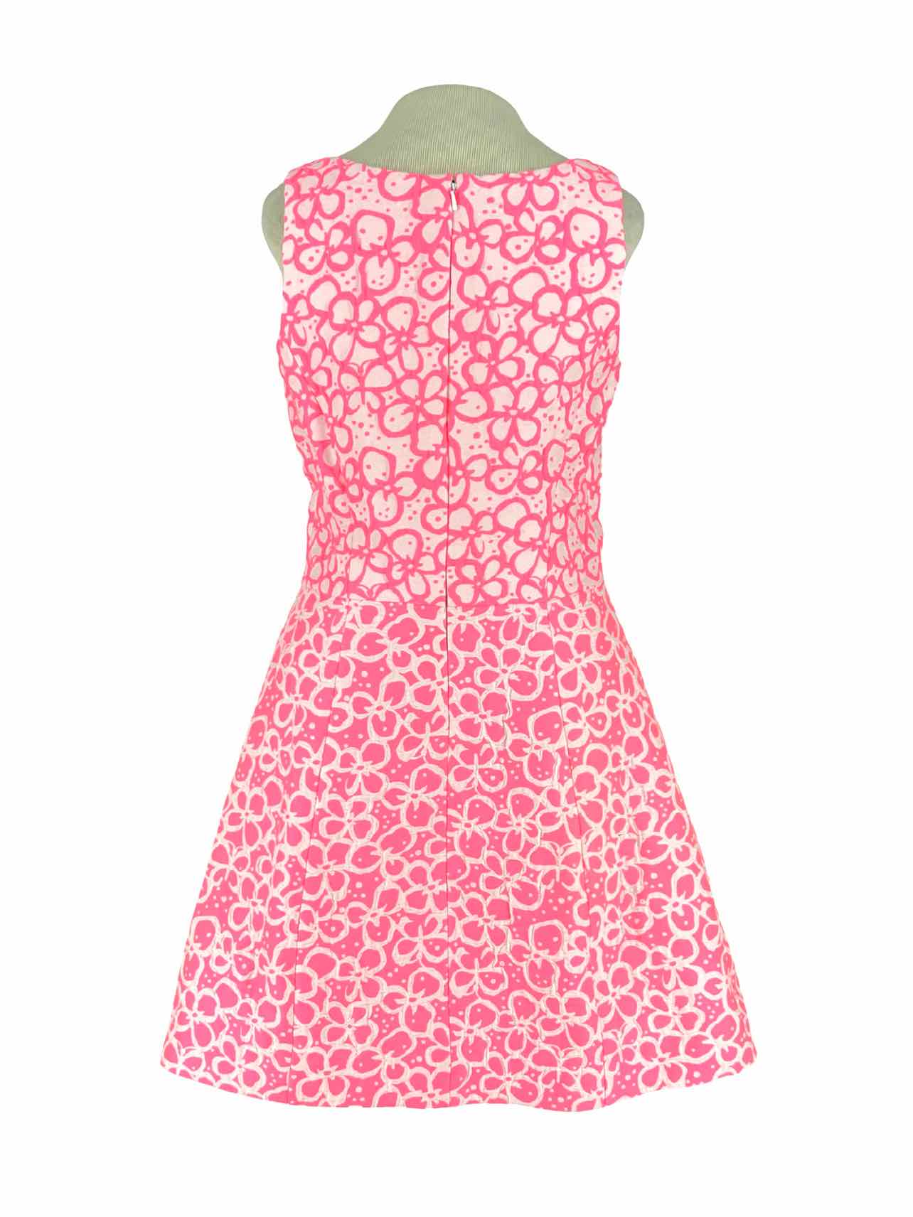 Lilly Pulitzer Size 10 White/Neon Pink Floral Jacquard Designer Dress - Image 2