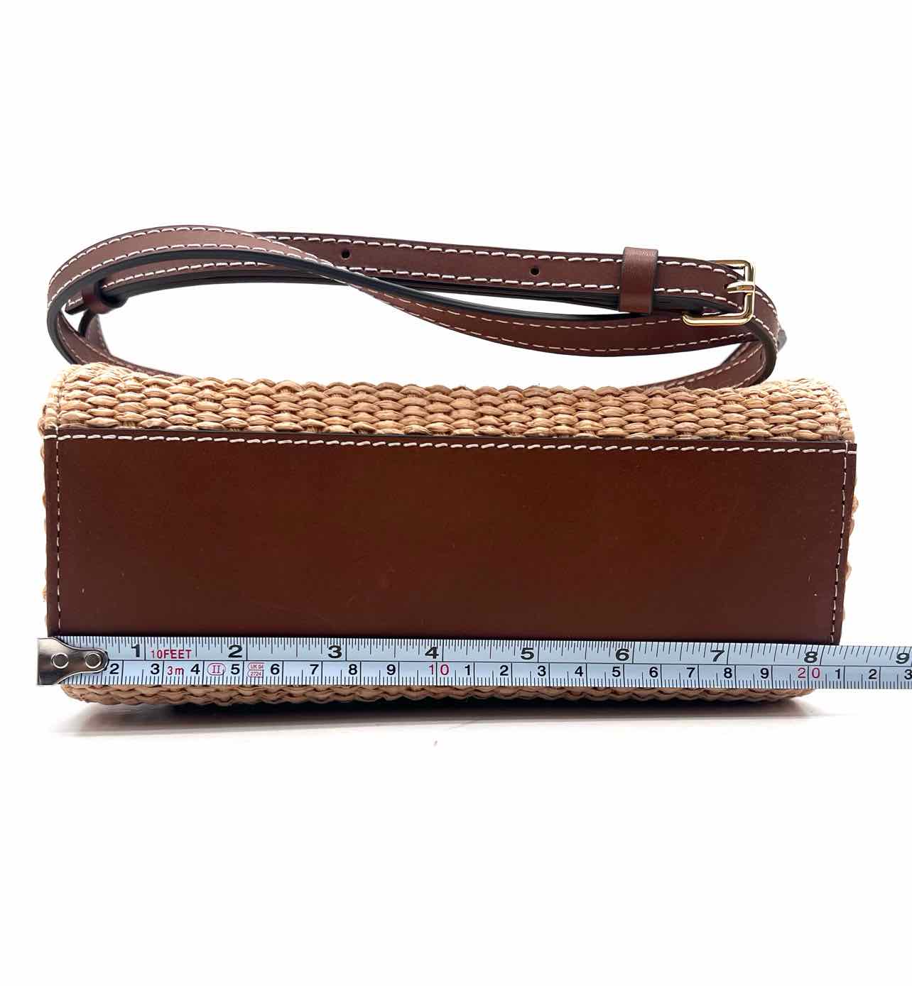 Loeffler Randall Brown/Natural Top Handle Woven Leather Designer Crossbody - Image 10