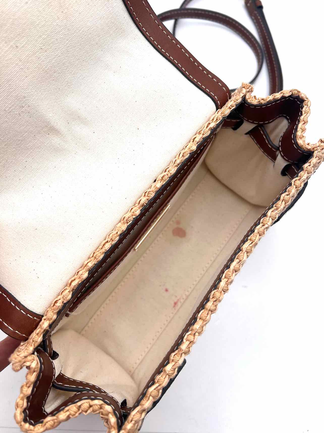 Loeffler Randall Brown/Natural Top Handle Woven Leather Designer Crossbody - Image 6