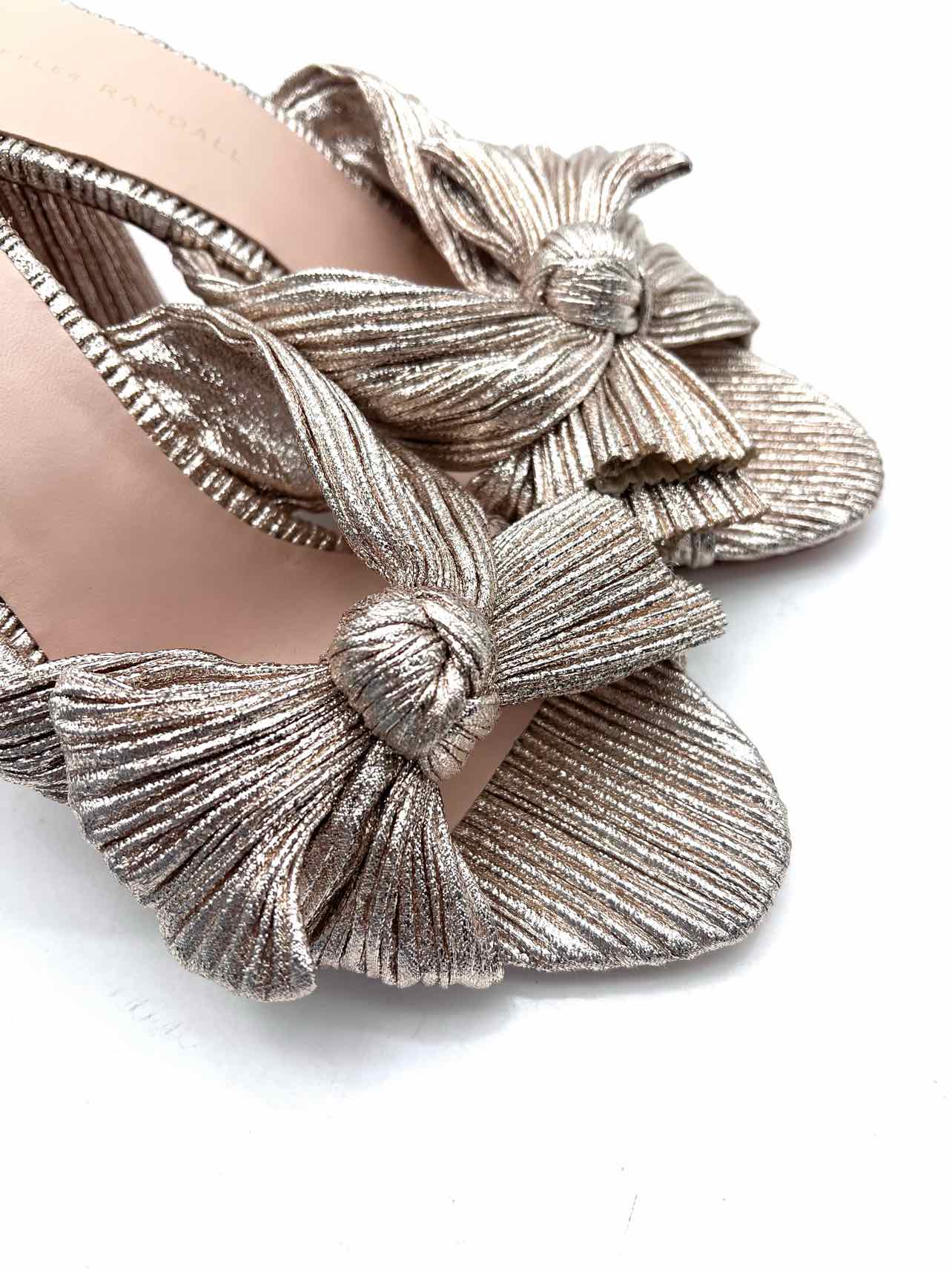 Loeffler Randall Size 10 Champagne Pleated Bow(s) Designer Sandals Heels - Image 4