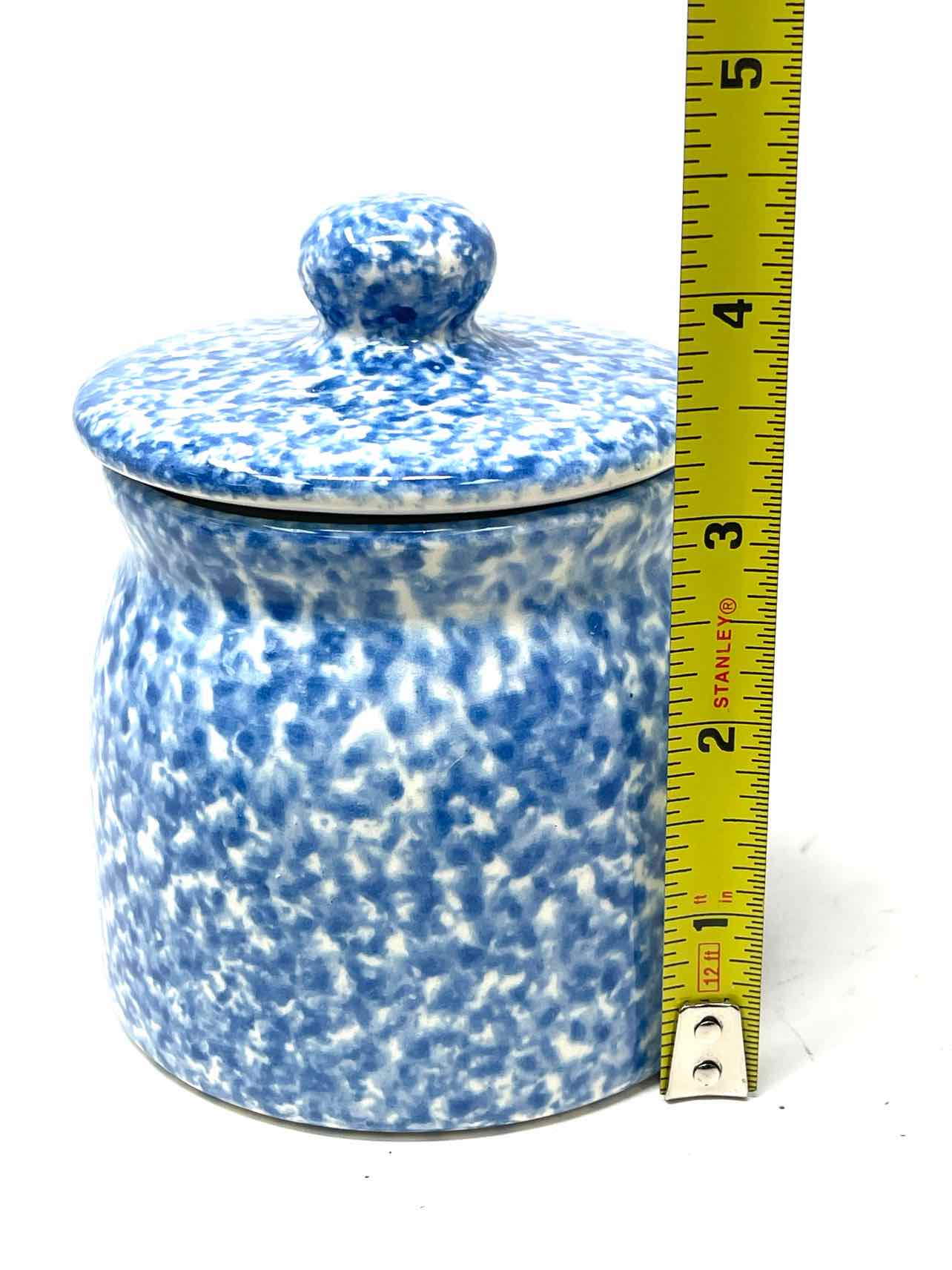 Los Angeles Pottery Blue/White Stippled Home Decor Sugar/Cream Set - Image 6