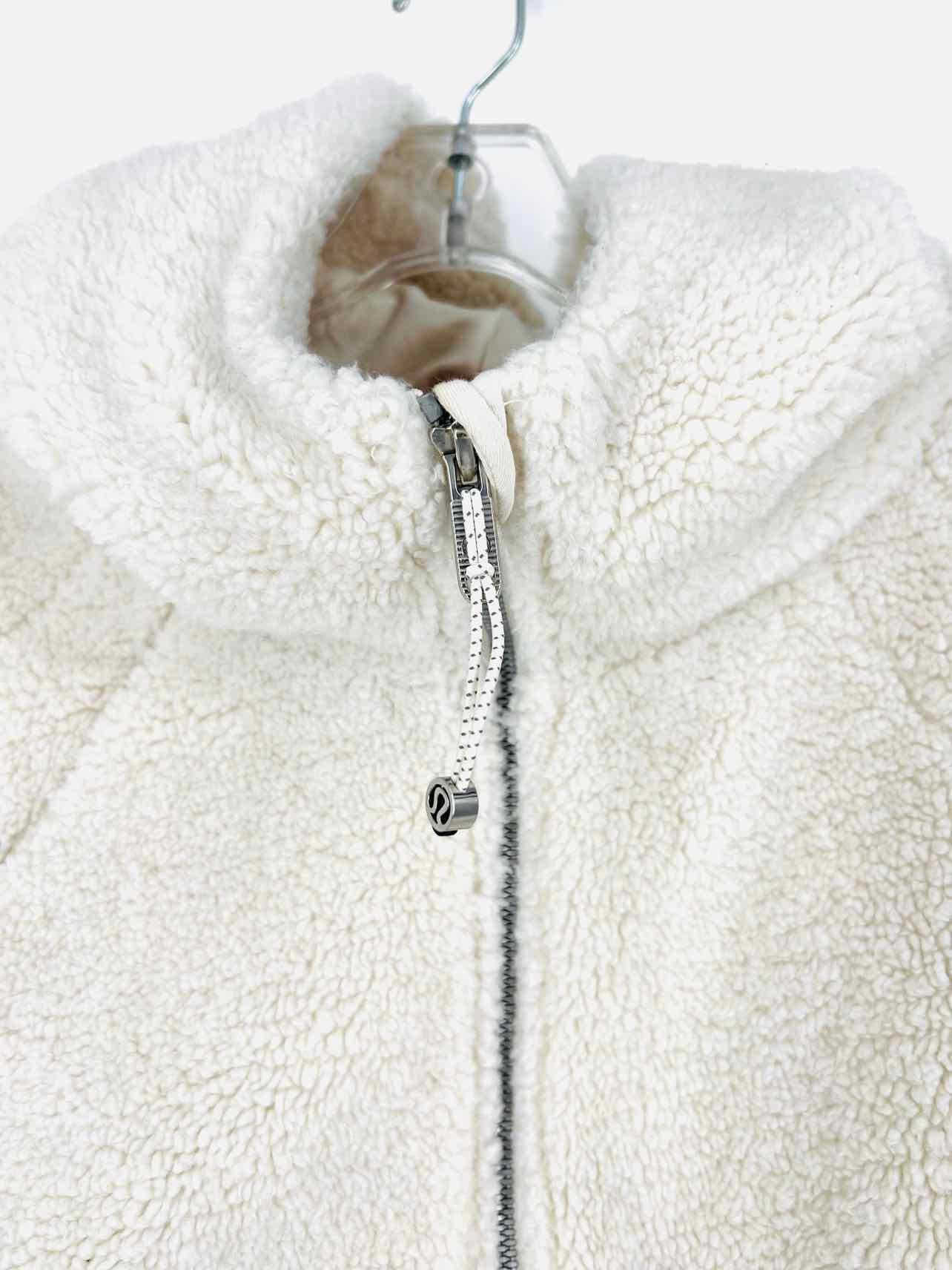 Lululemon Athletica Size XL/XXL White Half-Zip Sherpa Hooded Jackets Pullover - Image 4