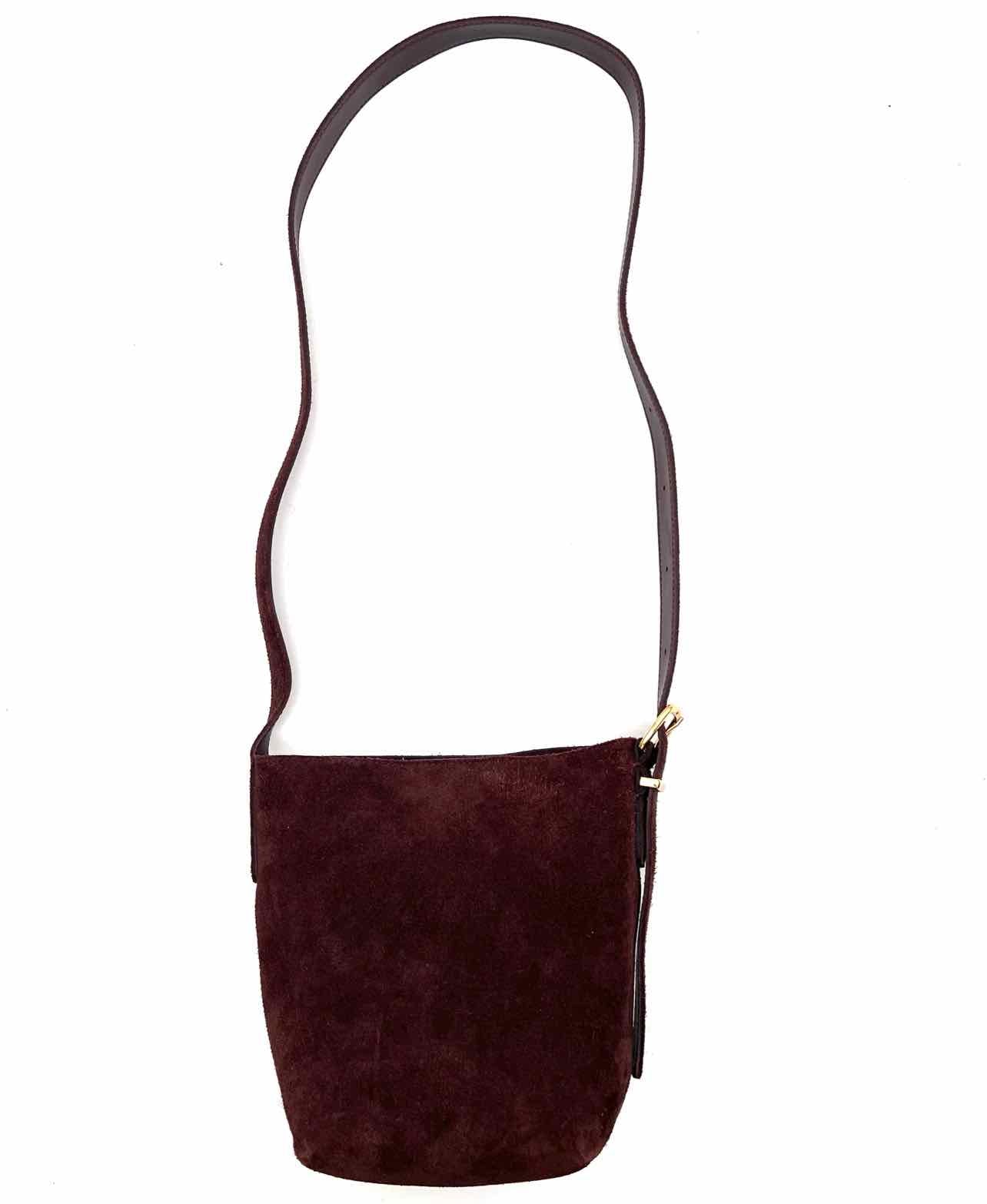 Madewell Dk Brown/Gold Bucket Suede Designer Crossbody - Image 2