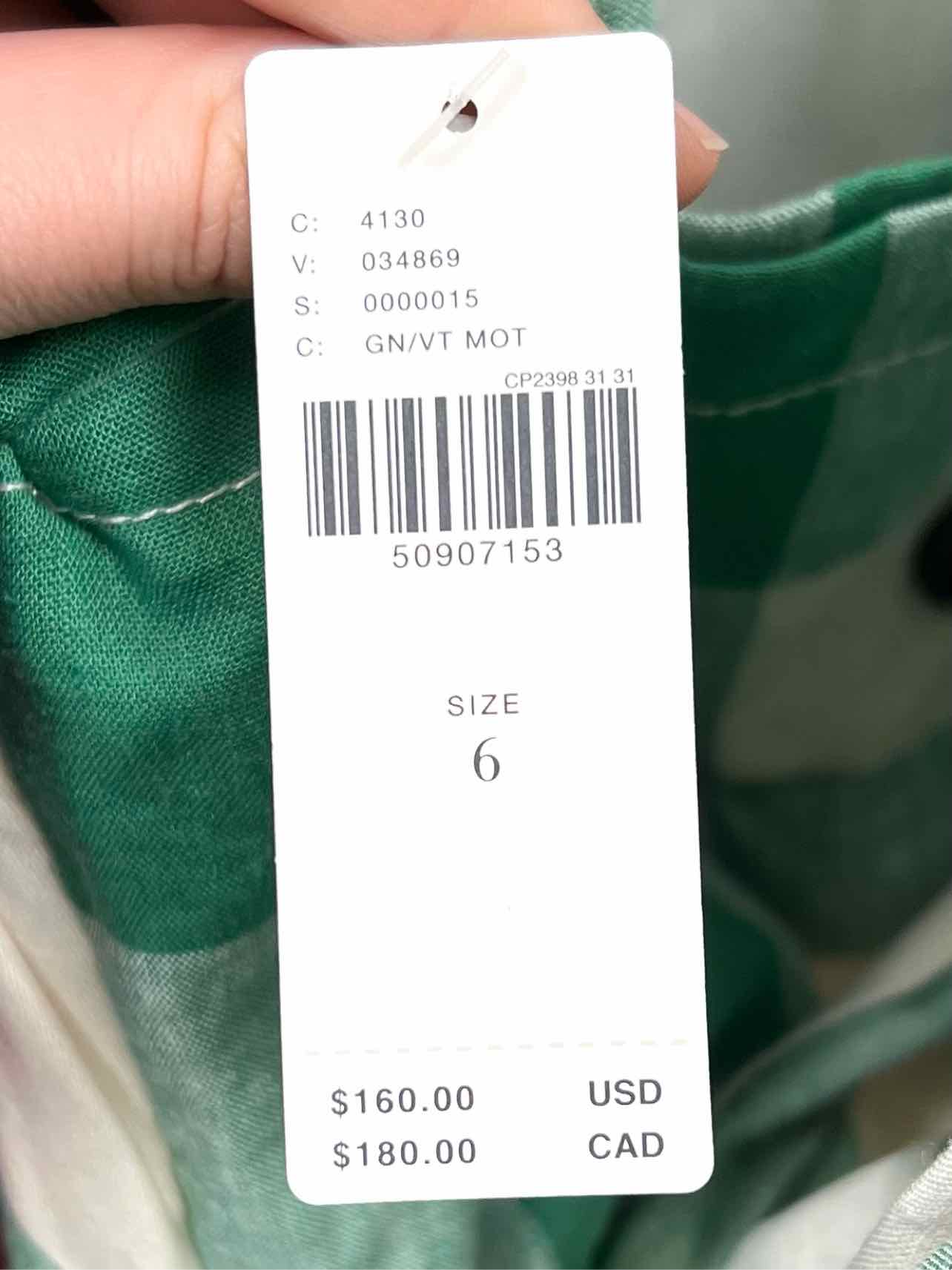 Maeve Size 6 Green/Cream Gingham Linen Blend NEW Designer Dress - Image 5