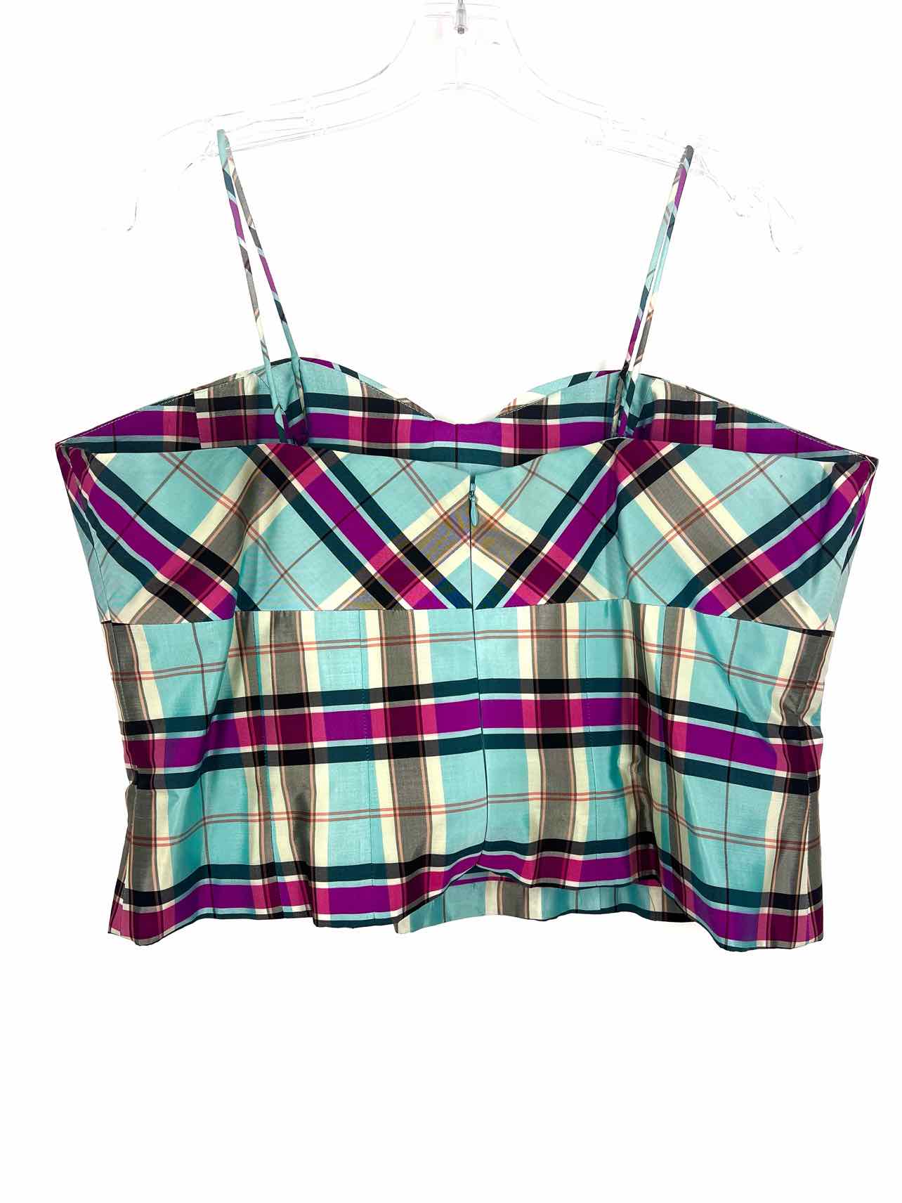 Marisa Baratelli Size 16 Turq/Multi Plaid Buckle(s) Designer Top-Sleeveless - Image 2