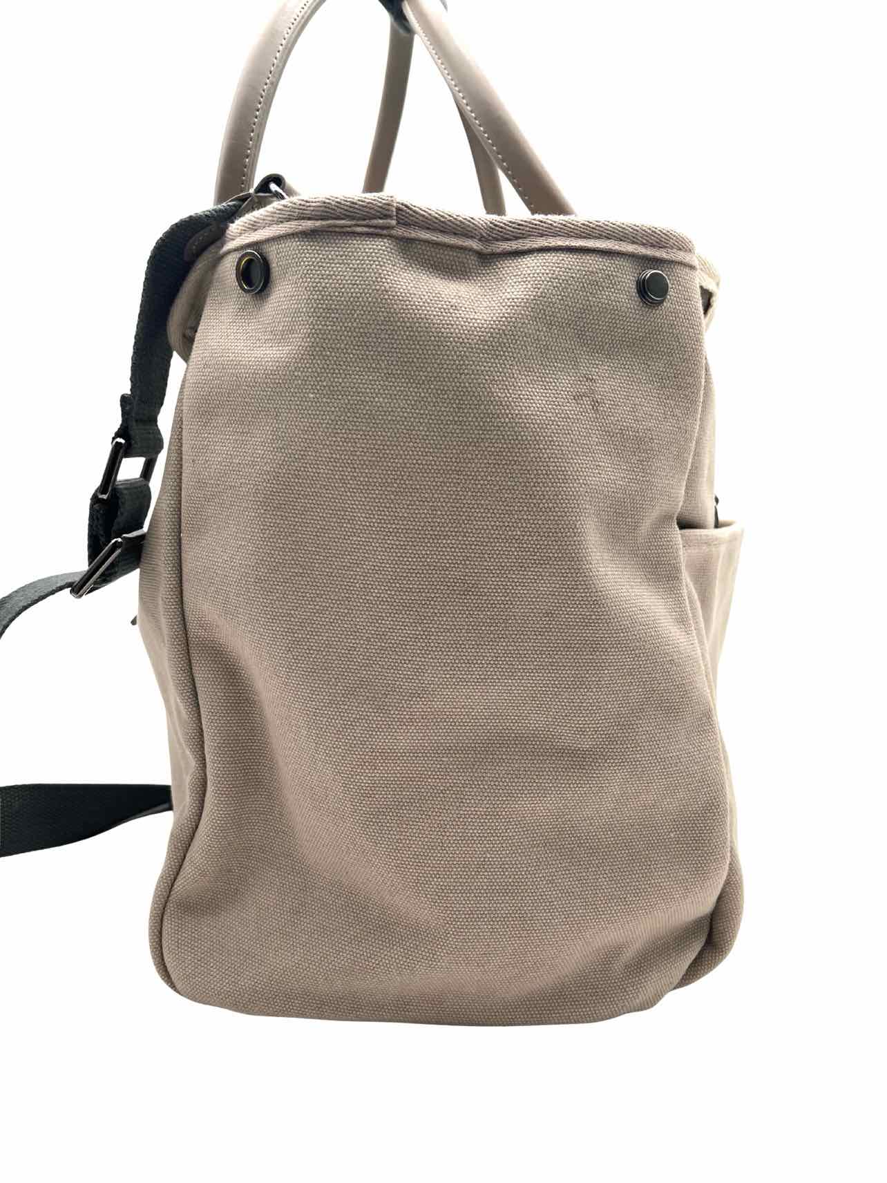 Max Bone Taupe/Cream Fleece Lined Canvas Designer Duffle Bag - Image 3
