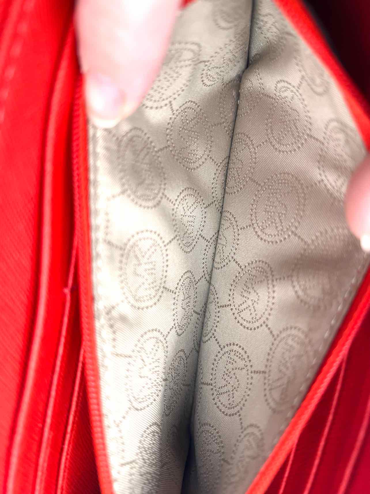 Michael Kors Red/Gold Zip-Around Leather Designer Wristlet - Image 5