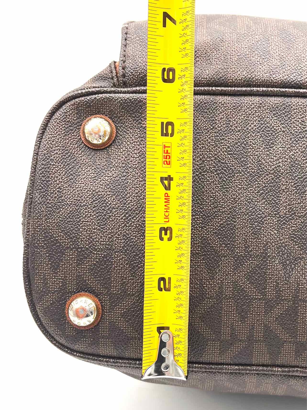 Michael Michael Kors Brown/Tan Signature Leather AS IS Designer Tote - Image 4