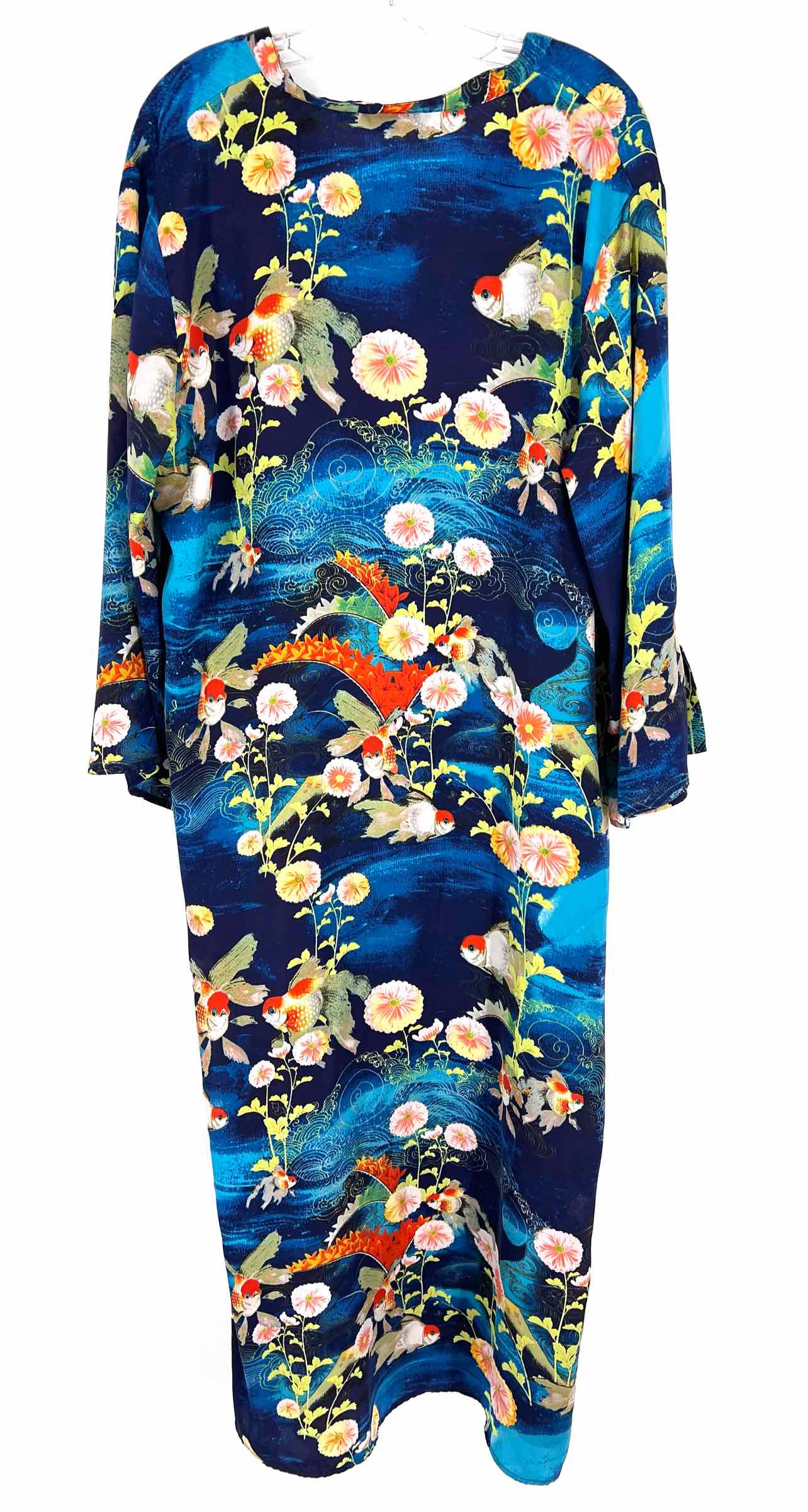 Natori Size XL Navy/Multi Fish Print Dresses Dress Maxi - Image 2