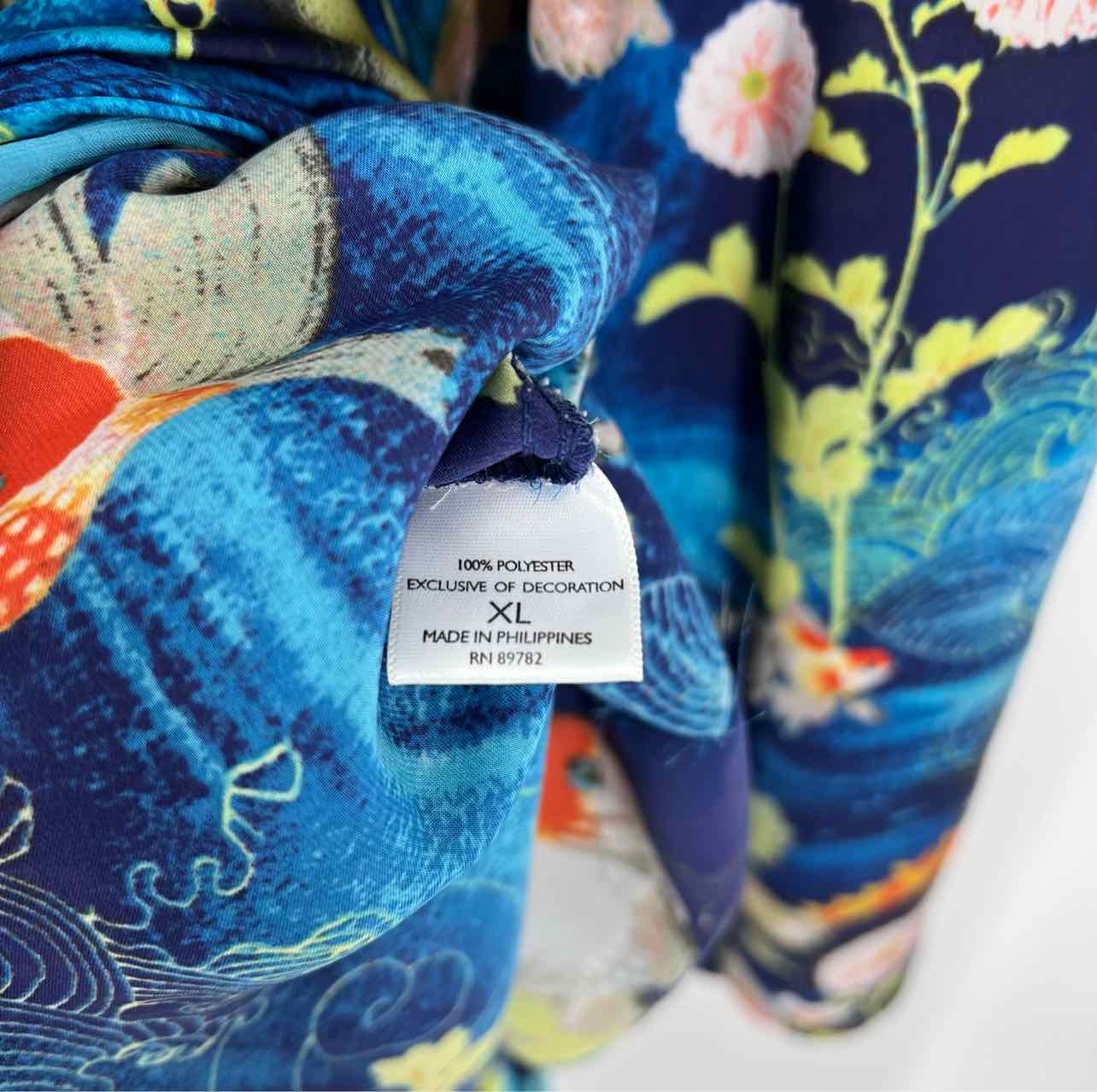 Natori Size XL Navy/Multi Fish Print Dresses Dress Maxi - Image 4