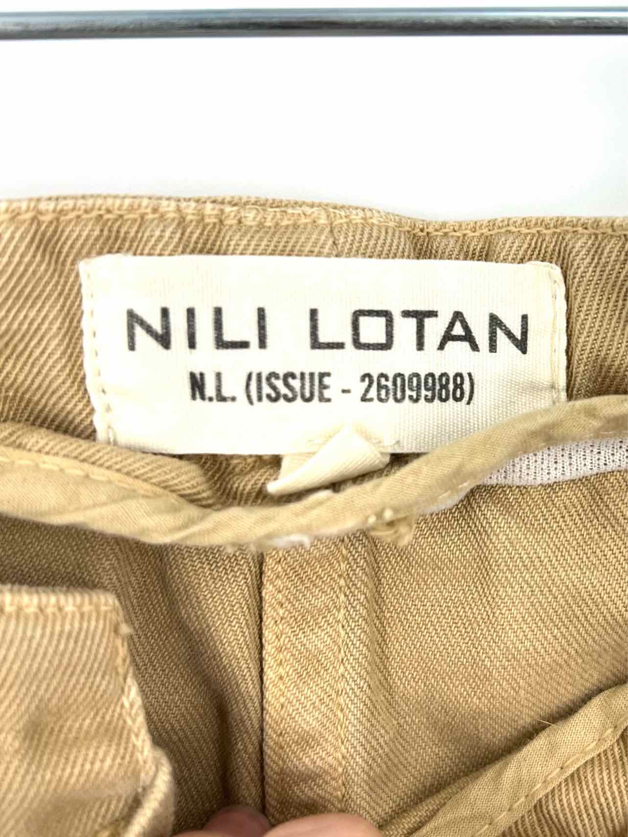 Nili Lotan Size S Beige Drawstring Cotton/Linen Designer Pants - Image 3