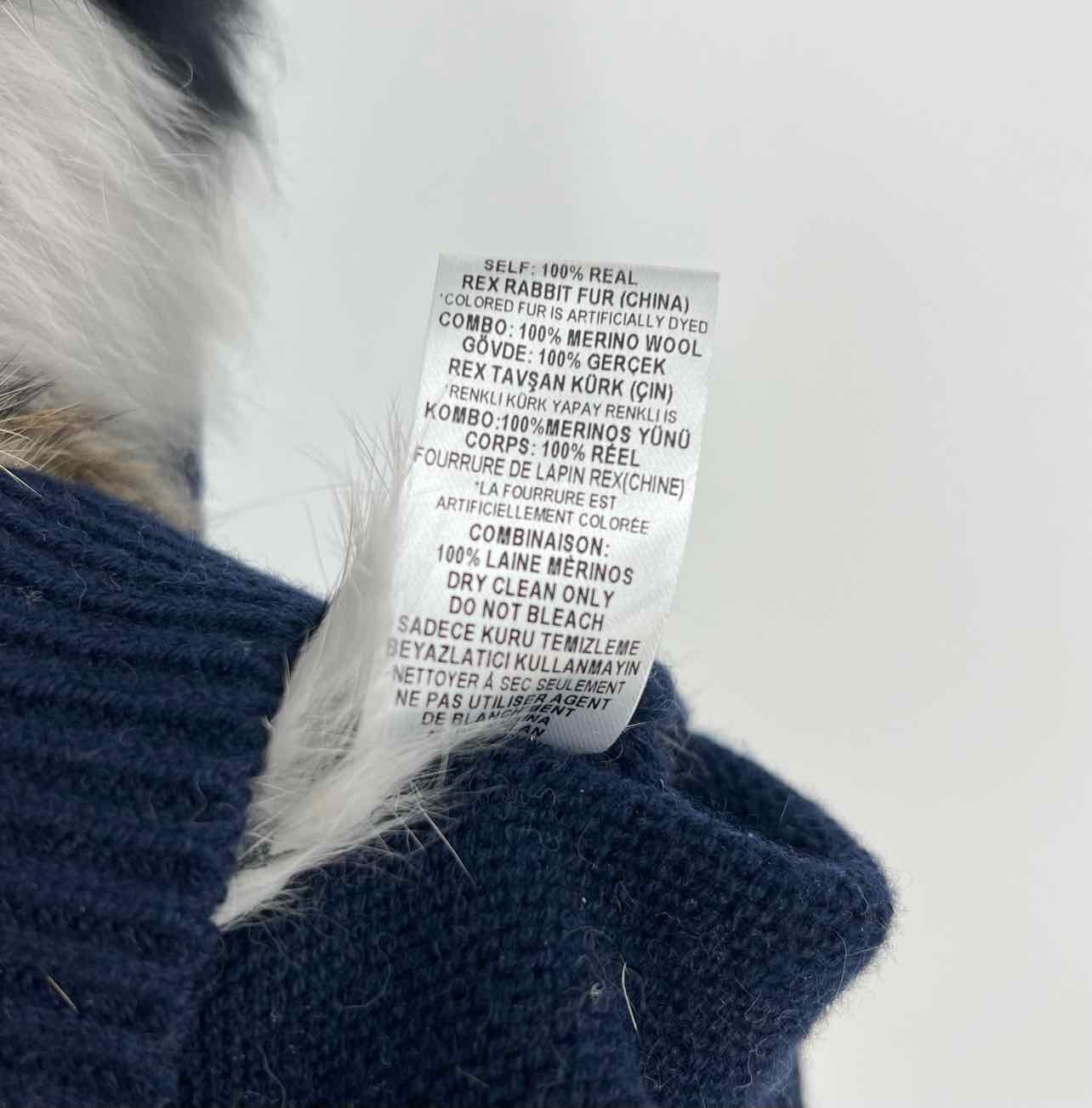 Opening Ceremony Size XS Navy/Multi Merino Wool Rabbit Fur Designer Sweater Vest - Image 4