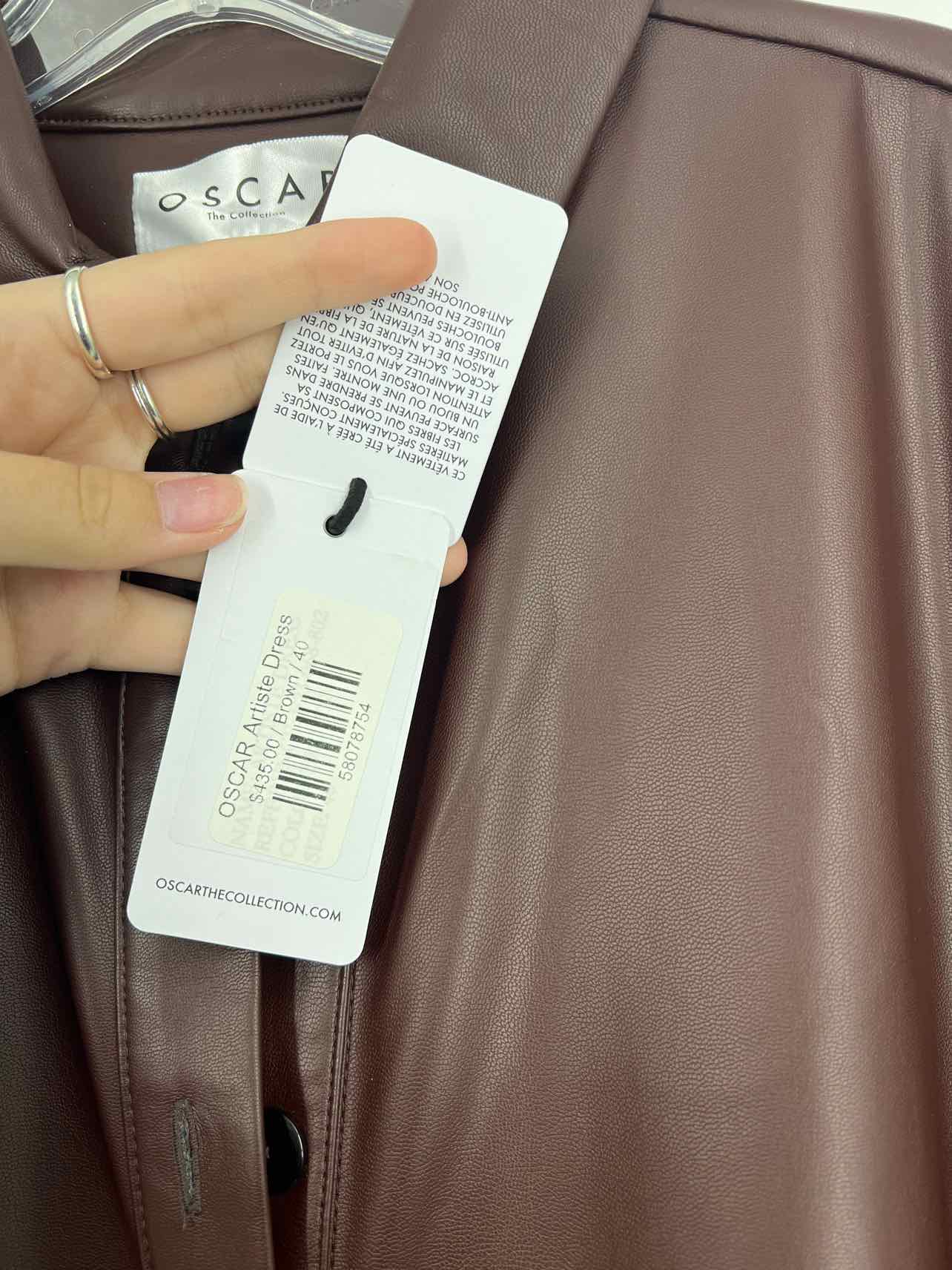 Oscar Size 10 Brown Button-down Faux Leather NEW Designer Dress - Image 3