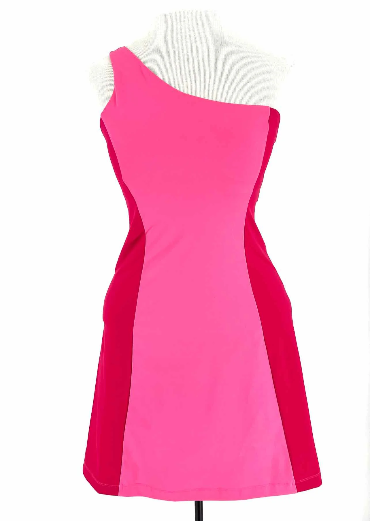 Outdoor Voices Size XS Pink/Magenta Color Block One Shoulder Dress-Activewear
