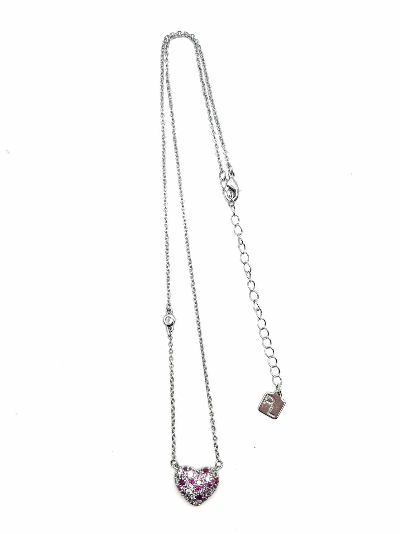 Park Lane Silver/Pink Heart Jeweled Jewelry Necklace