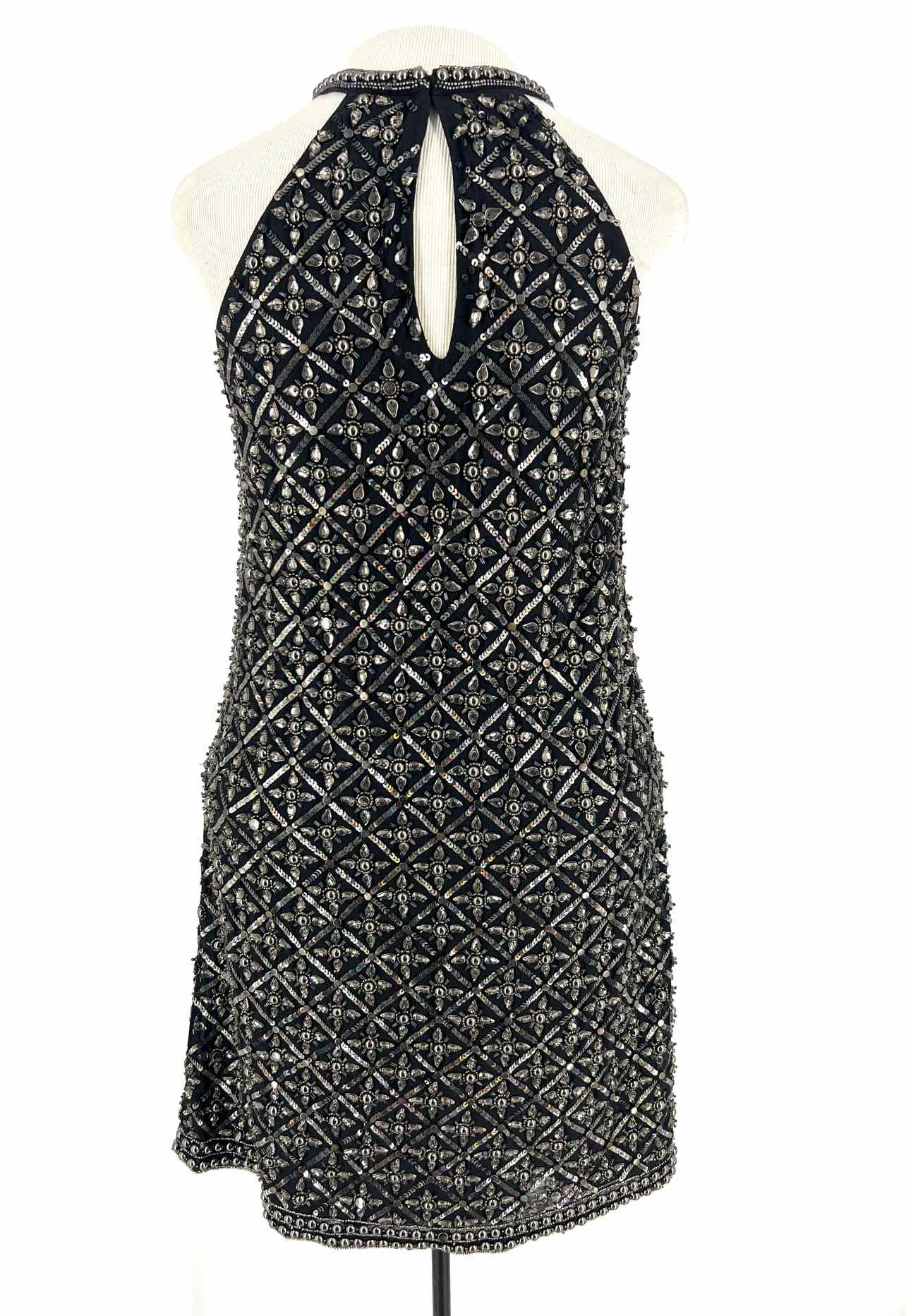 Parker Black Size 0 Black/Silver Sequined Rhinestones Designer Dress - Image 2