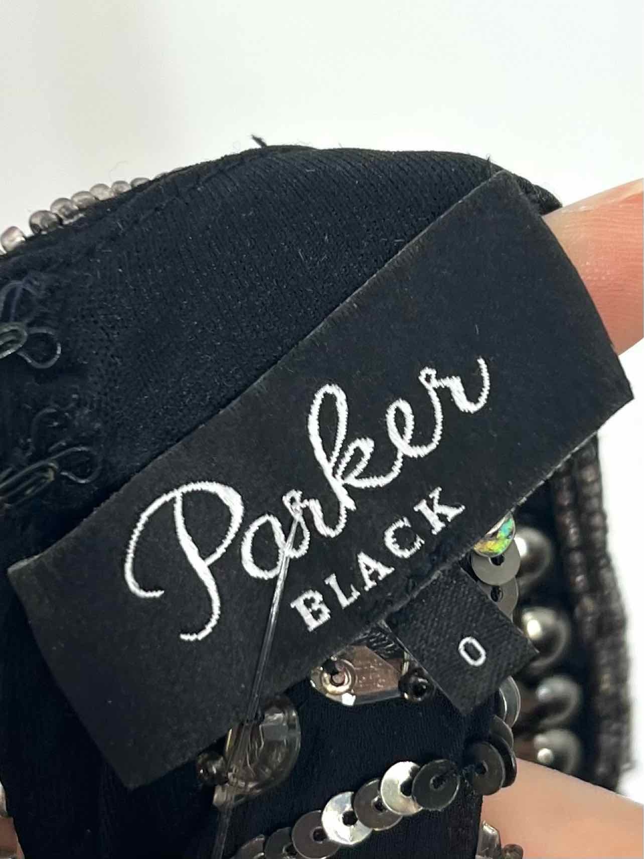 Parker Black Size 0 Black/Silver Sequined Rhinestones Designer Dress - Image 3