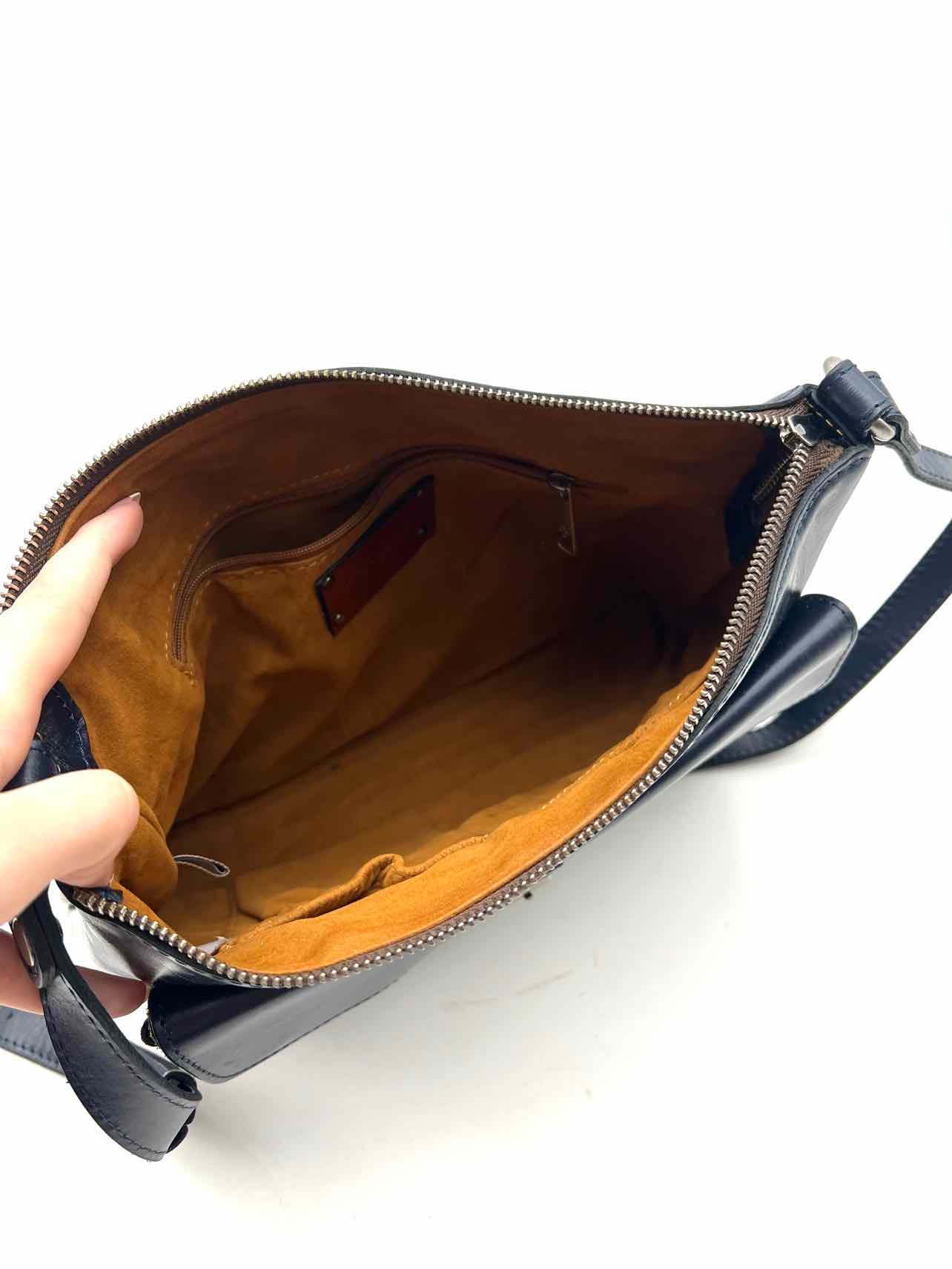 Patricia Nash Navy/Silver Buckle Leather AS IS Designer Crossbody - Image 7