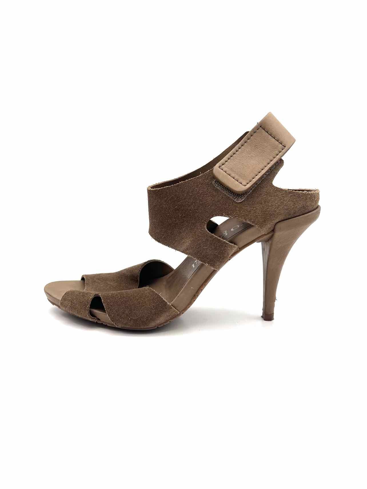Pedro Garcia Size 8.5 Olive Velcro Suede Designer Sandals Heels - Image 4