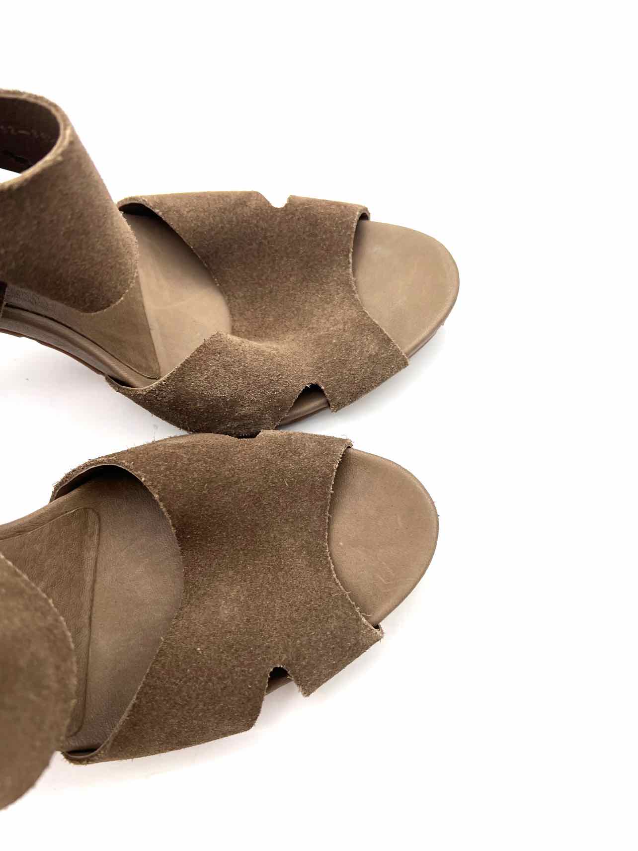 Pedro Garcia Size 8.5 Olive Velcro Suede Designer Sandals Heels - Image 7