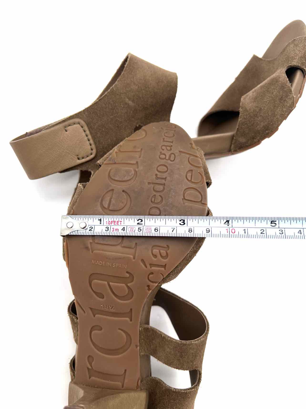 Pedro Garcia Size 8.5 Olive Velcro Suede Designer Sandals Heels - Image 8