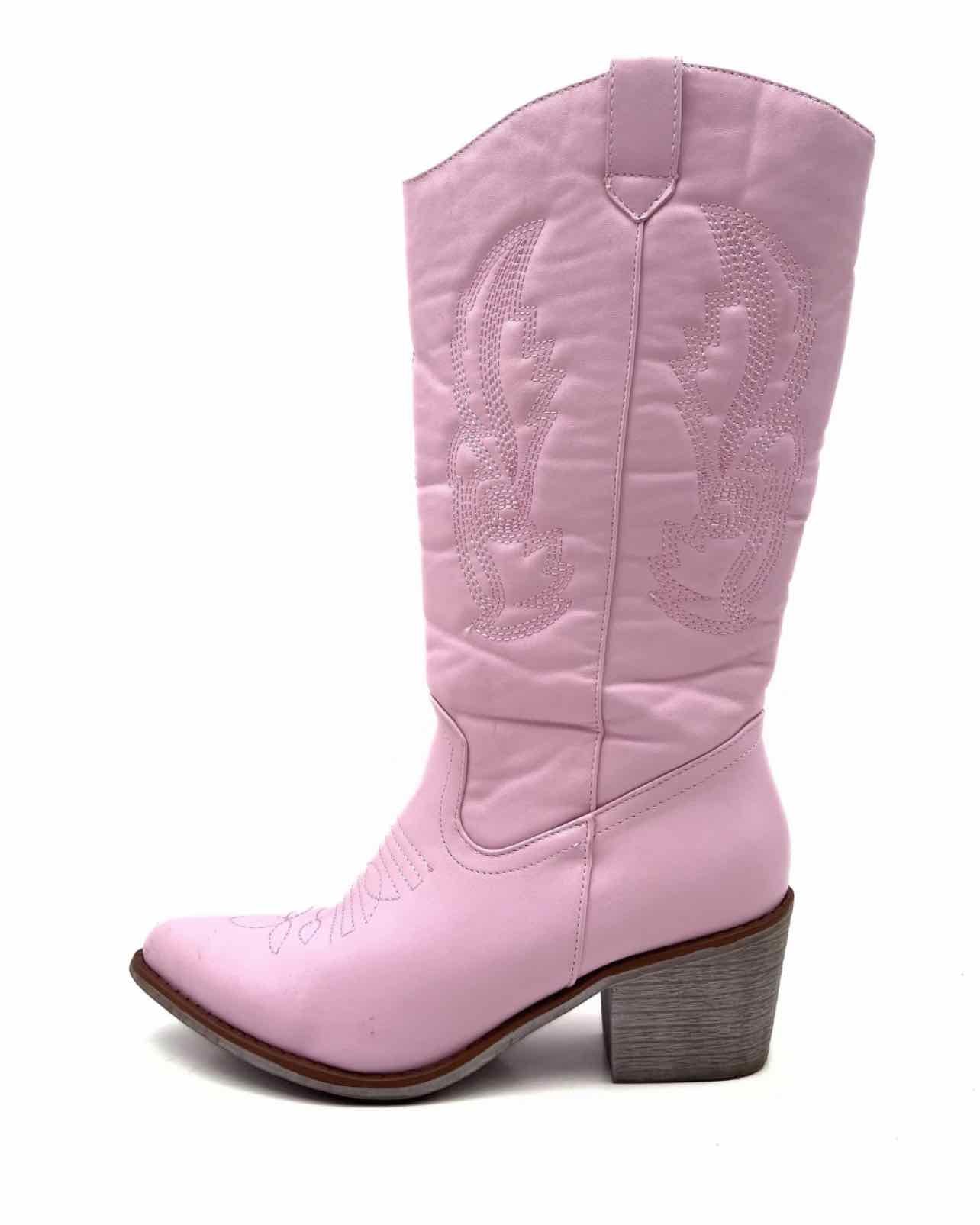 Pierre Dumas Size 9 Pink Stitched Faux Leather Shoes Cowboy Boots - Image 2