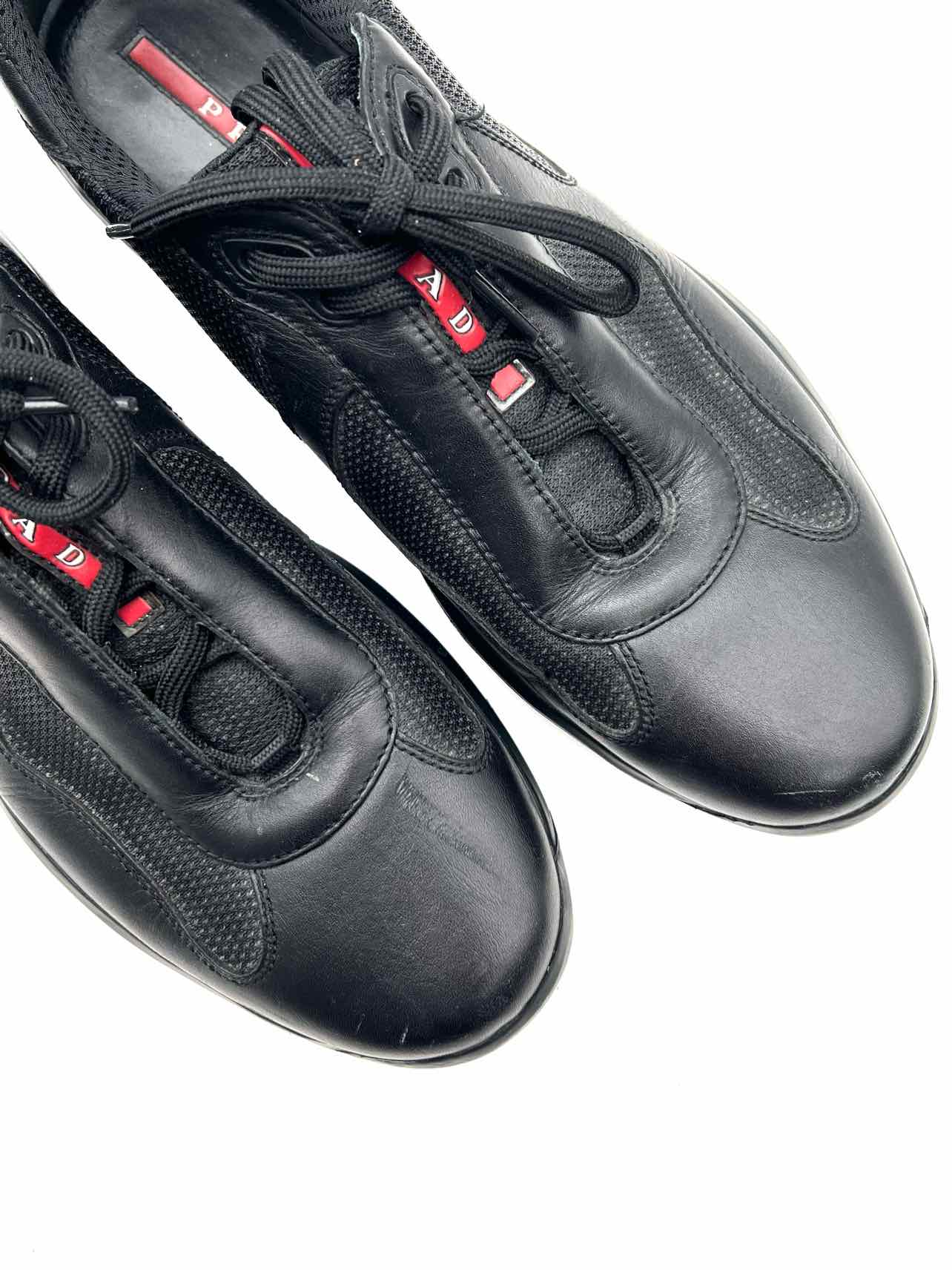 Prada Size 9.5 Black Lace-Up Leather/Mesh AS IS Men's Shoes Sneakers- Men's - Image 3