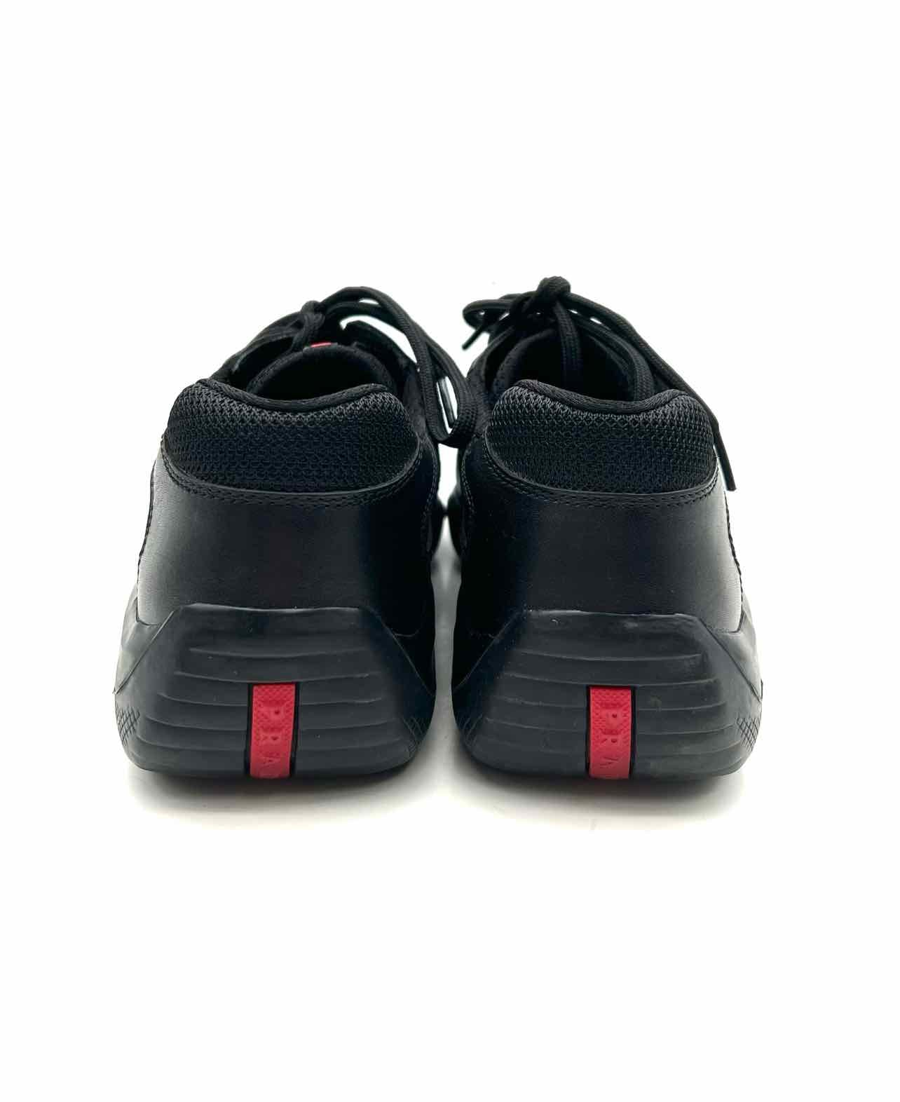 Prada Size 9.5 Black Lace-Up Leather/Mesh AS IS Men's Shoes Sneakers- Men's - Image 4