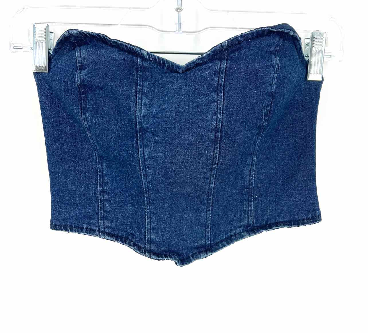 Princess Polly Size 4 Denim Cropped Tops Tube Top