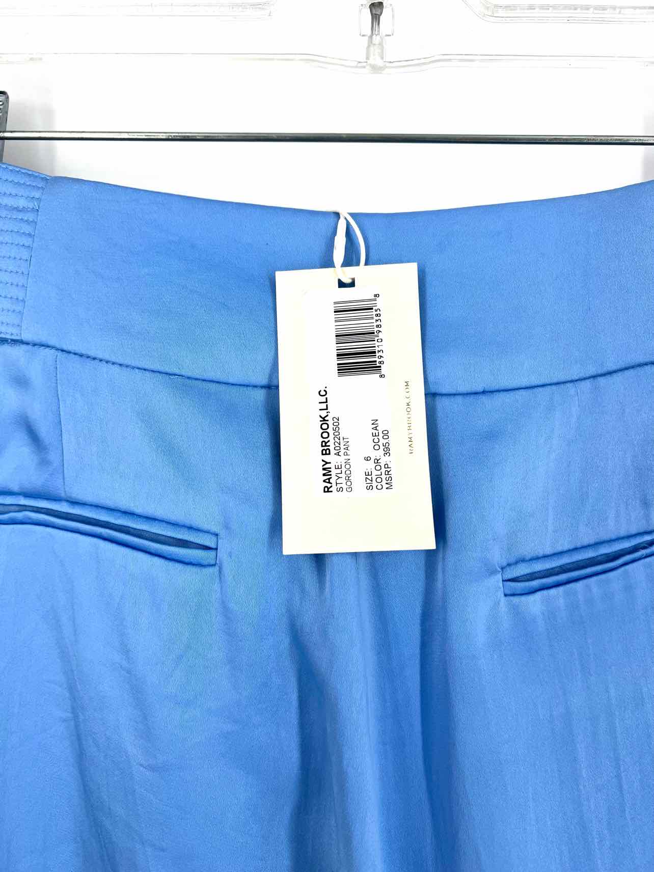 Ramy Brook Size 6 Sky Blue Self-Tie Satin NEW Designer Pants - Image 3