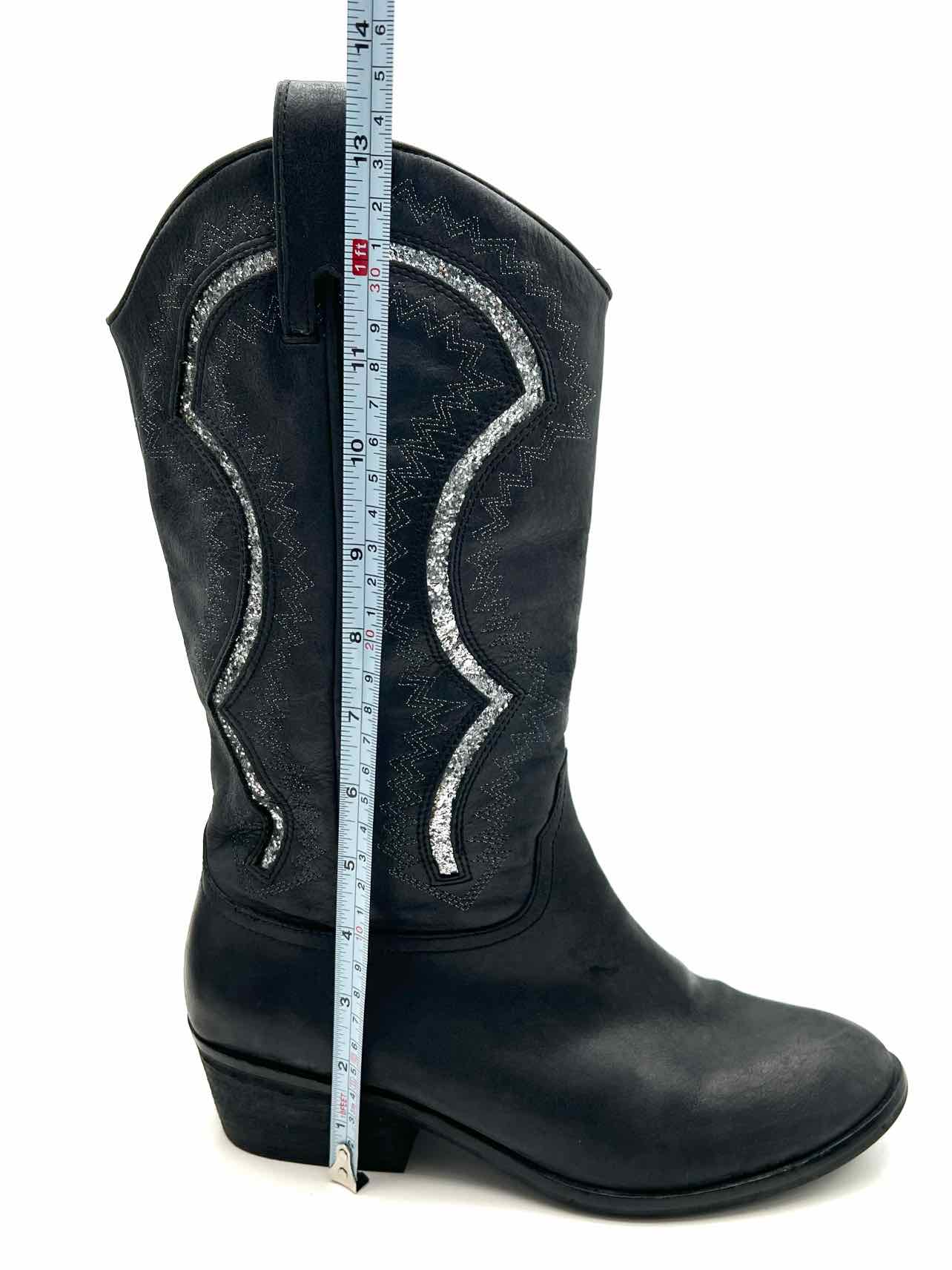 Reba Size 8.5 Black/Silver Glitter Leather Shoes Cowboy Boots - Image 8
