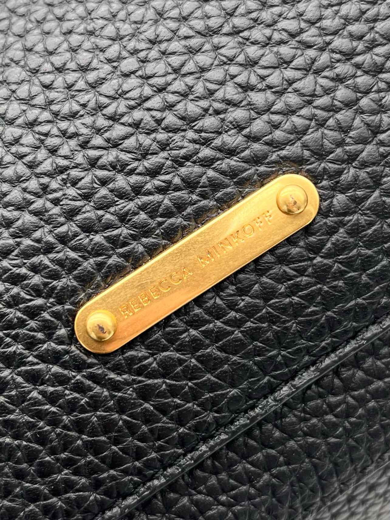 Rebecca Minkoff Black/Gold Embellished Leather Designer Tote - Image 3