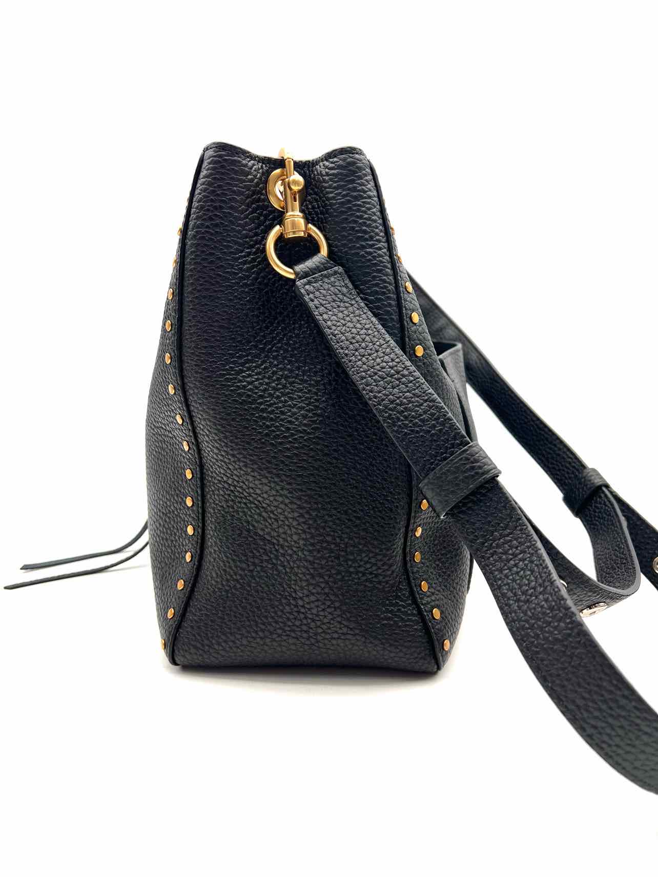 Rebecca Minkoff Black/Gold Embellished Leather Designer Tote - Image 5